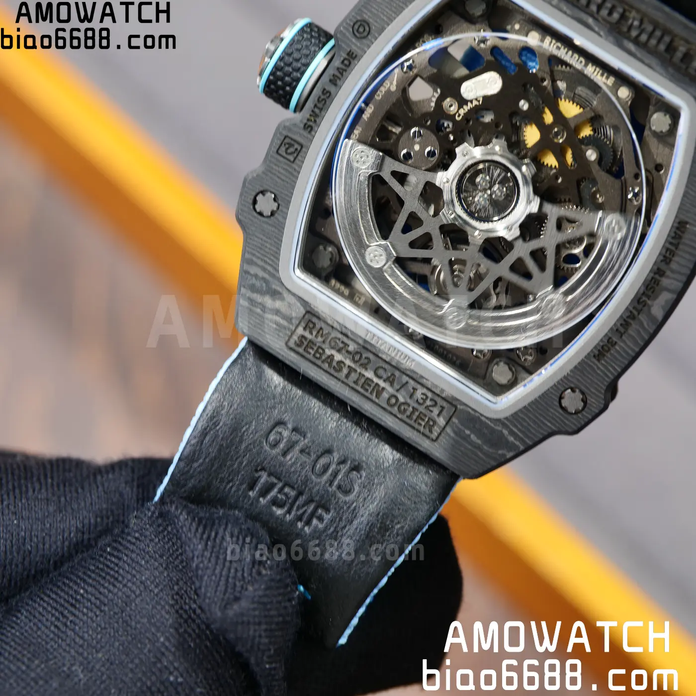 RICHARD MILLE RM67-02 Black NTPT UMI Best Edition Baby Blue Skeleton Dial on Black Nylon strap CRMA7 Clone V9 104 2582c7ef69c65a5 阿默表行AmoWatch
