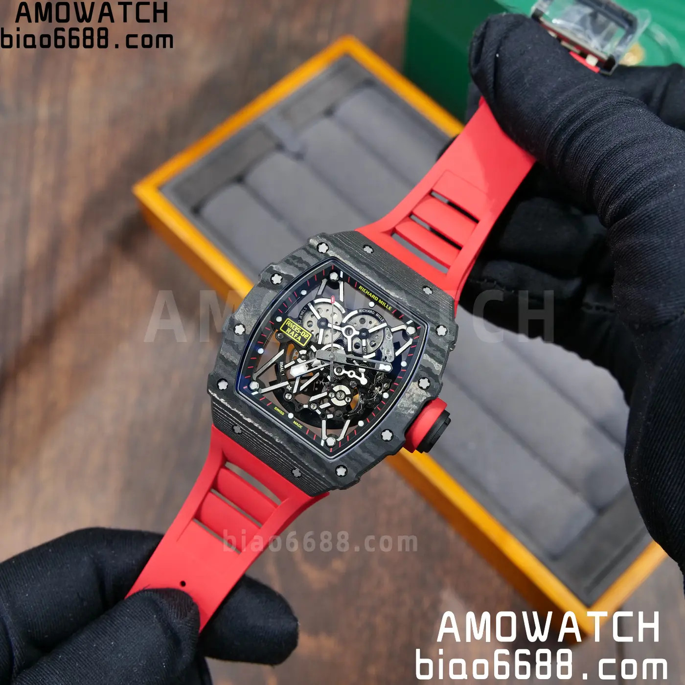 RICHARD MILLE RM35-02 NTPT Mille Studio 1:1 Best Edition on Red Rubber Strap RMUL1 Super Clone (Custom Case Set) 93 263ecc7c595f0a8 AMO Watch