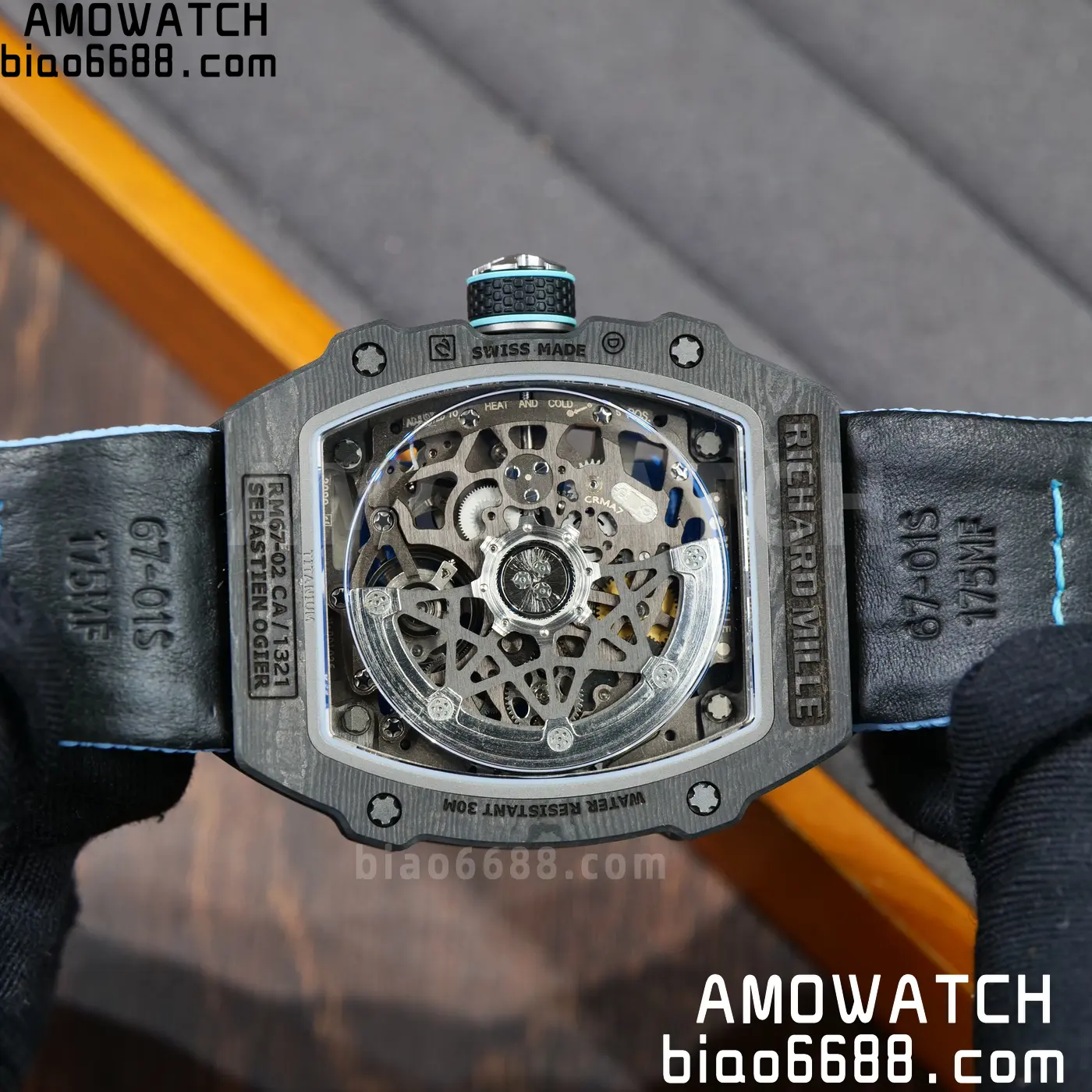 RICHARD MILLE RM67-02 Black NTPT UMI Best Edition Baby Blue Skeleton Dial on Black Nylon strap CRMA7 Clone V9 106 274dd4fda5e5b59 阿默表行AmoWatch