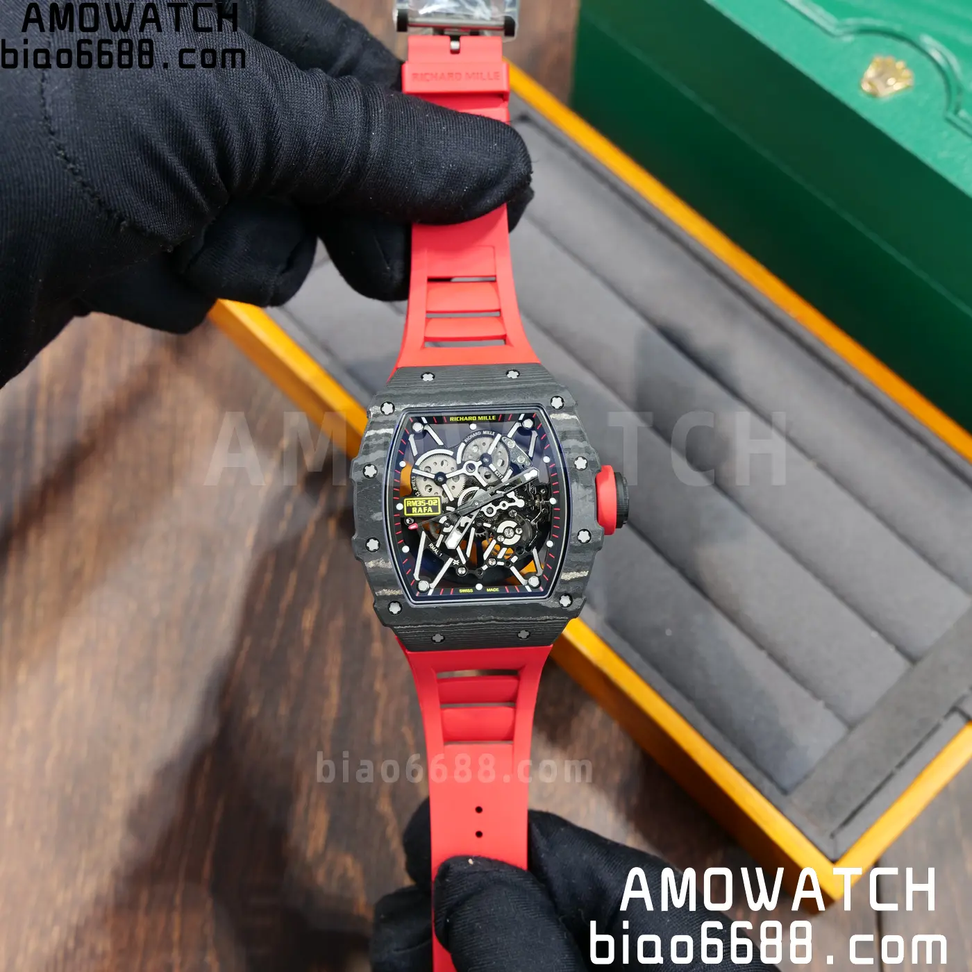 RICHARD MILLE RM35-02 NTPT Mille Studio 1:1 Best Edition on Red Rubber Strap RMUL1 Super Clone (Custom Case Set) 90 2e0f3e061602bc7 AMO Watch