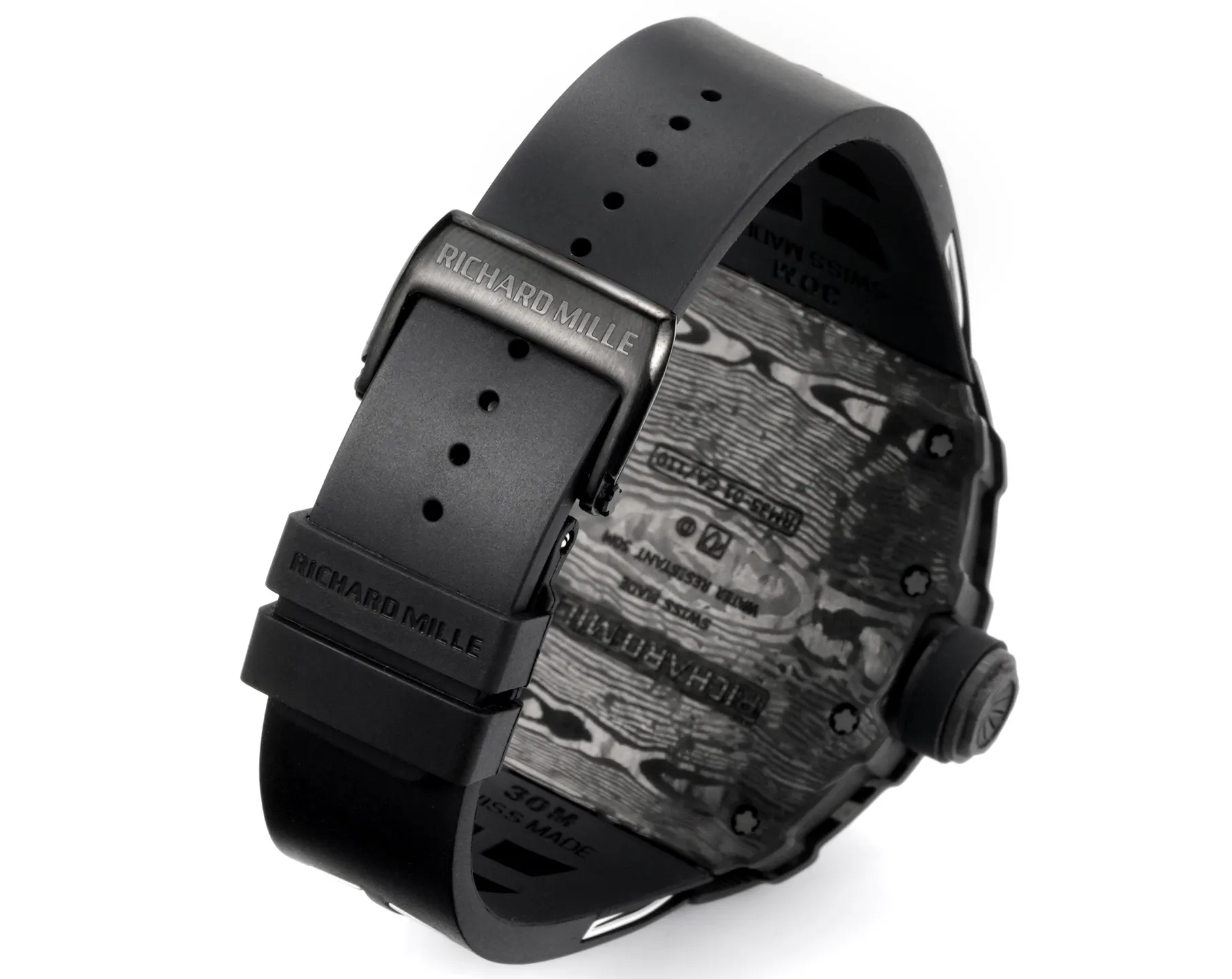 RICHARD MILLE RM035 RM35-01 Black Carbon NEW Factory Best Edition Skeleton Dial on Black/White Rubber Strap Clone RMUL3 27 30f8ff0edf691a1 AMO Watch