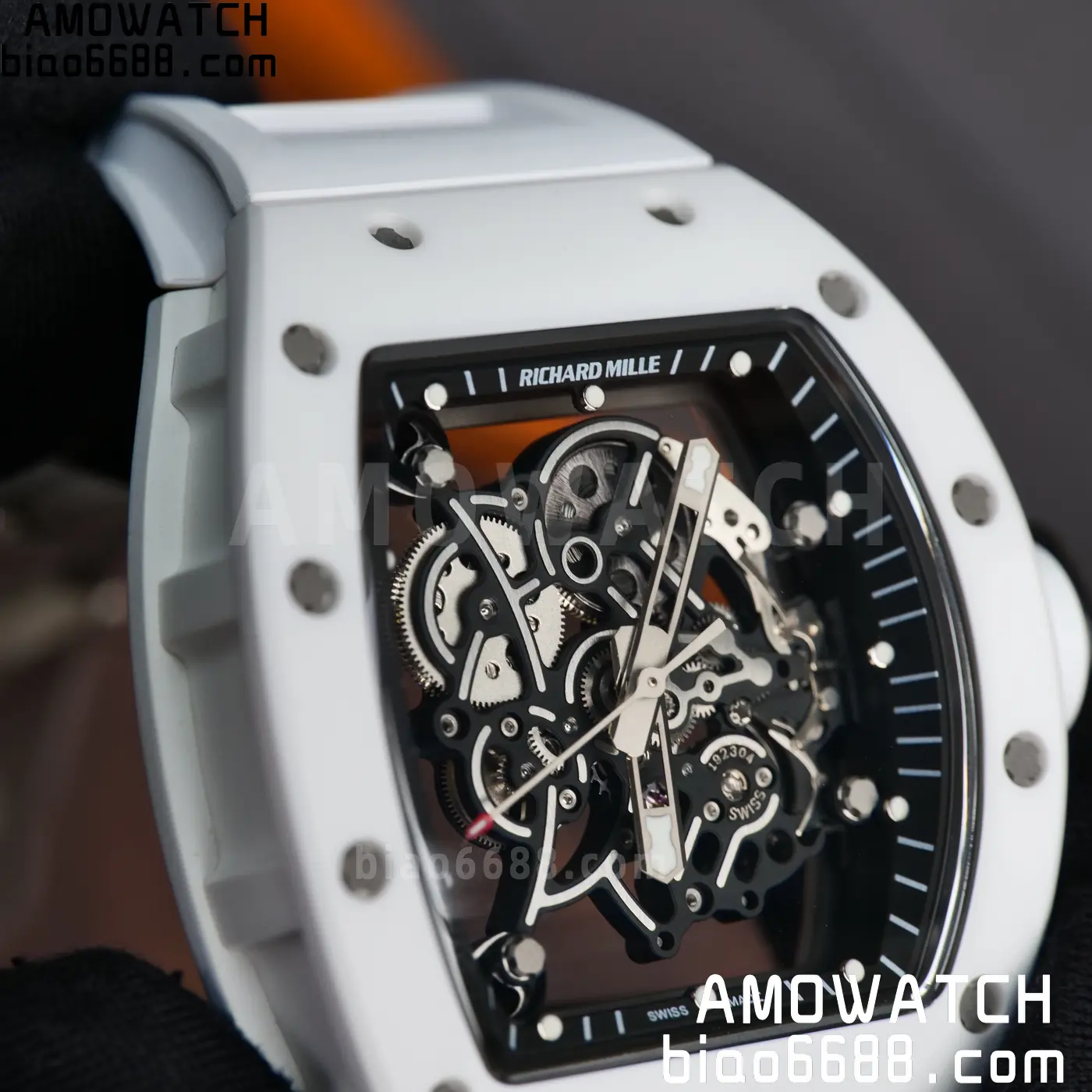 RICHARD MILLE RM055 A9F 1:1 Best Edition White Bezel on White Rubber Strap RMUL2 Free Sprung 126 31b92e43cfd5eaa AMO Watch