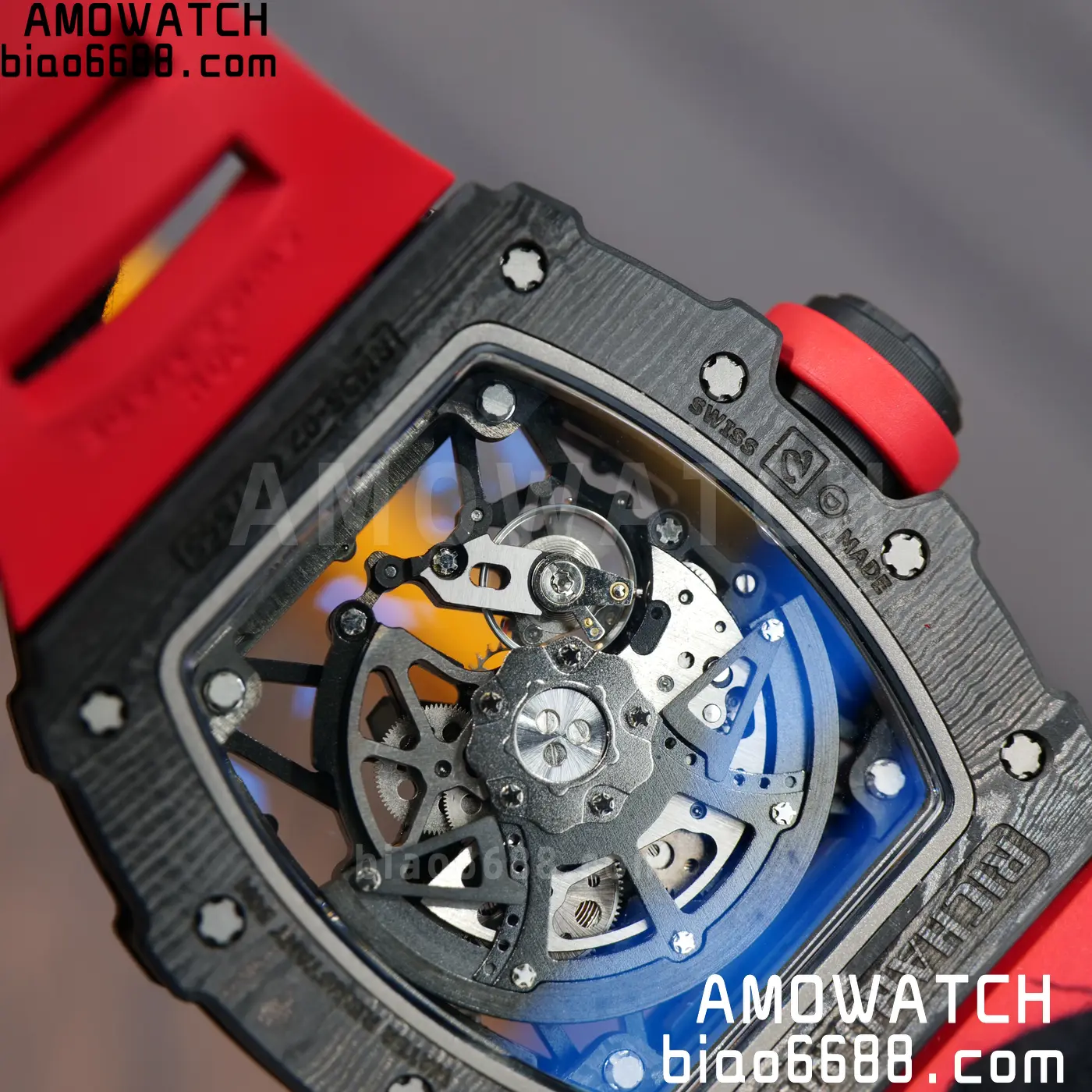 RICHARD MILLE RM35-02 NTPT Mille Studio 1:1 Best Edition on Red Rubber Strap RMUL1 Super Clone (Custom Case Set) 118 327a184b88bf4d2 AMO Watch