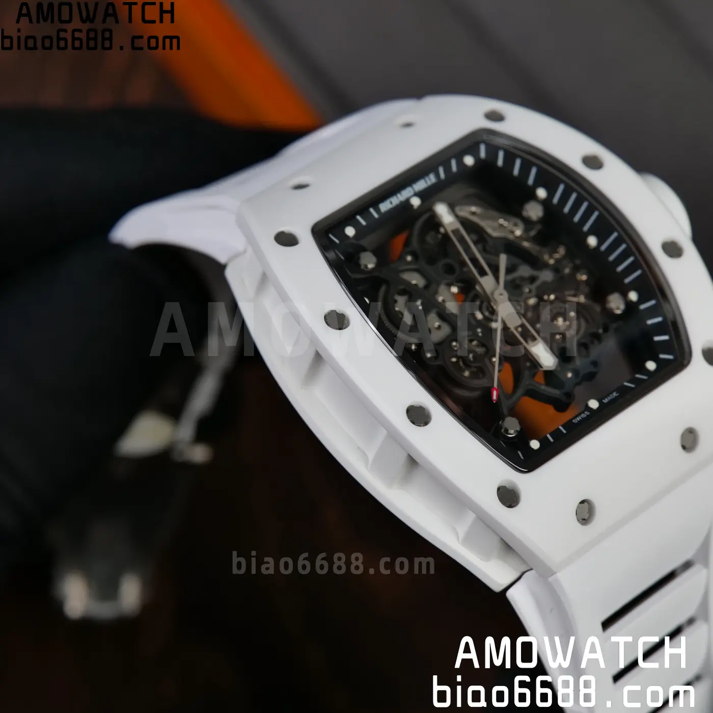 RICHARD MILLE RM055 A9F 1:1 Best Edition White Bezel on White Rubber Strap RMUL2 Free Sprung 108 331fc6ba0a8647e AMO Watch
