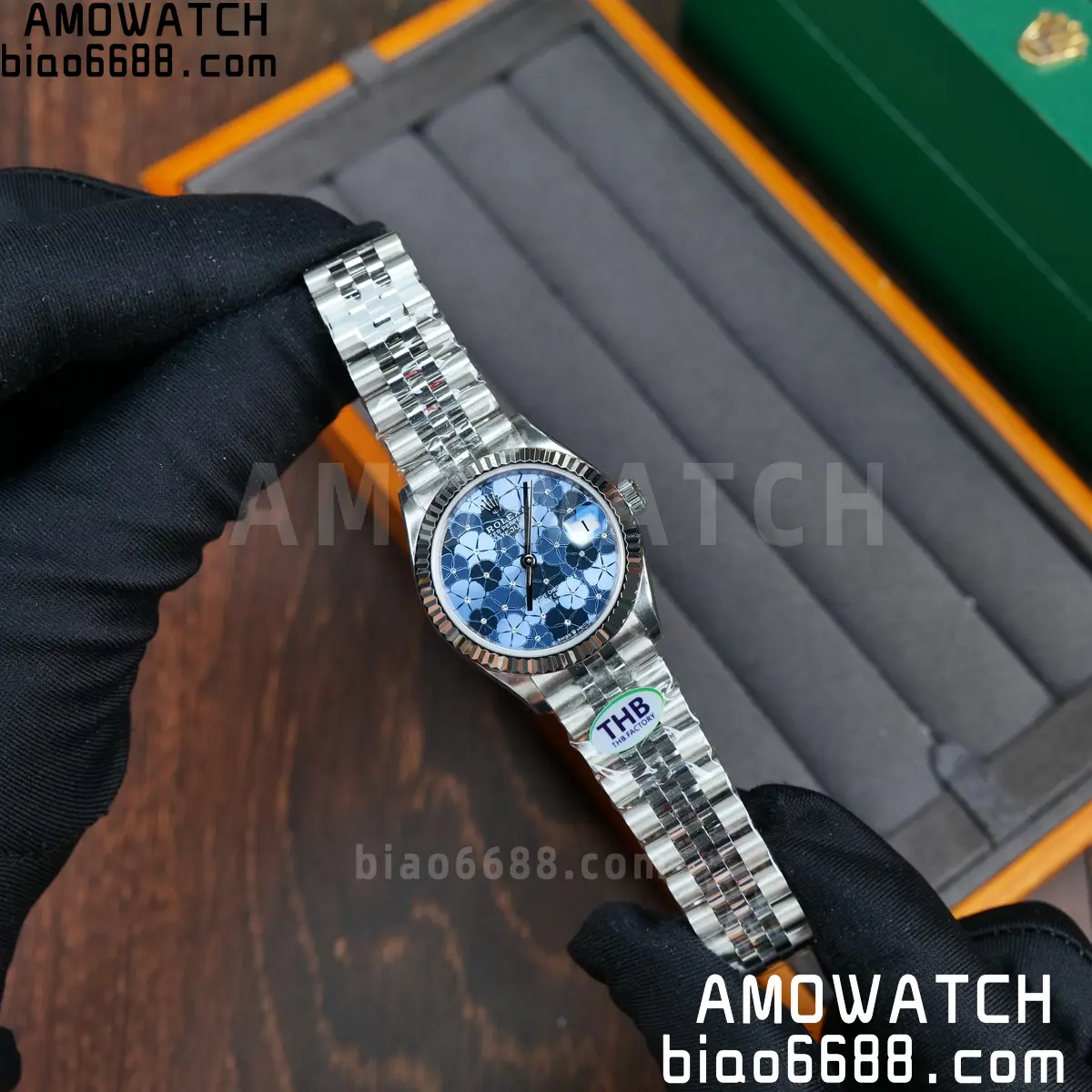 Rolex DateJust 31 278274 THBF 1:1 Best Edition 904L Steel Fluted Blue Floral Dial on SS Jubilee Bracelet HZ Cal.2236 58 33fb22d0d93101b AMO Watch