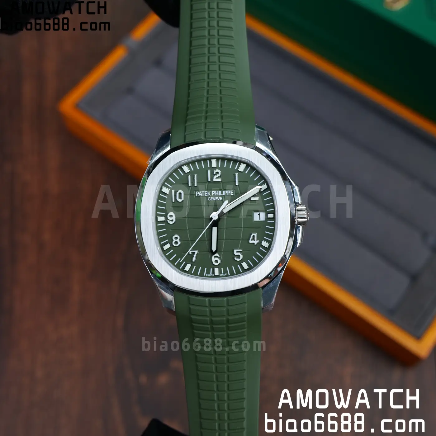 PP Aquanaut 5168G 42mm SS OMEF 1:1 Best Edition Green Dial on Green Rubber Strap DPB330 Weighted 135g 92 39465502194f9b2 AMO Watch