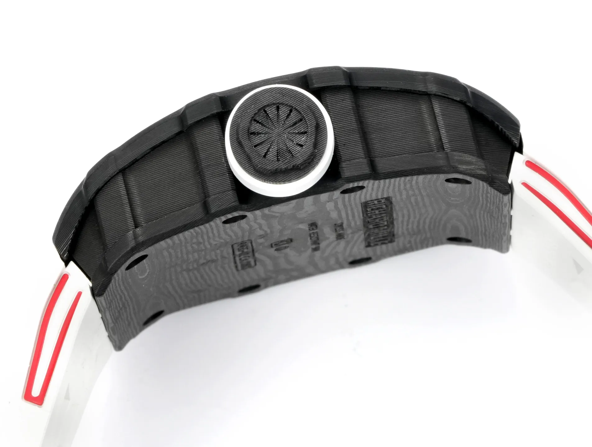 RICHARD MILLE RM035 RM35-01 Black Carbon NEW Factory Best Edition Skeleton Dial on White/Red Rubber Strap Clone RMUL3 25 3e63d5e59744279 1 AMO Watch