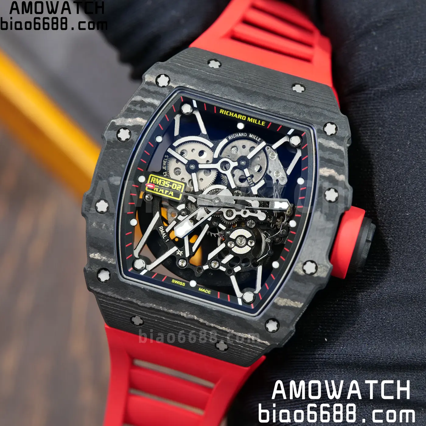 RICHARD MILLE RM35-02 NTPT Mille Studio 1:1 Best Edition on Red Rubber Strap RMUL1 Super Clone (Custom Case Set) 113 3f3c32238b3d98a AMO Watch
