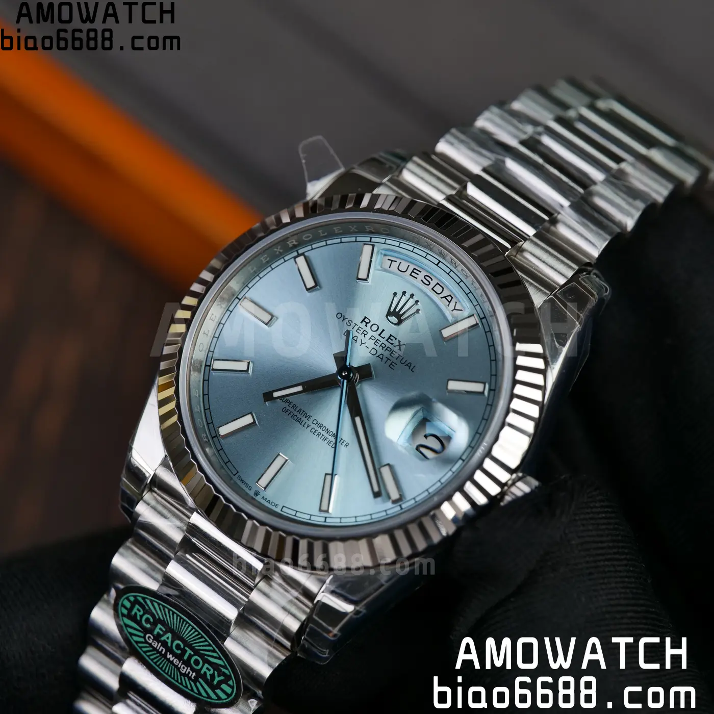 Rolex Day Date 40 SS 228236 RCF 1:1 Best Edition Ice Blue Dial on President Bracelet VR3255 (211g) 79 41318158d73825b 阿默表行AmoWatch