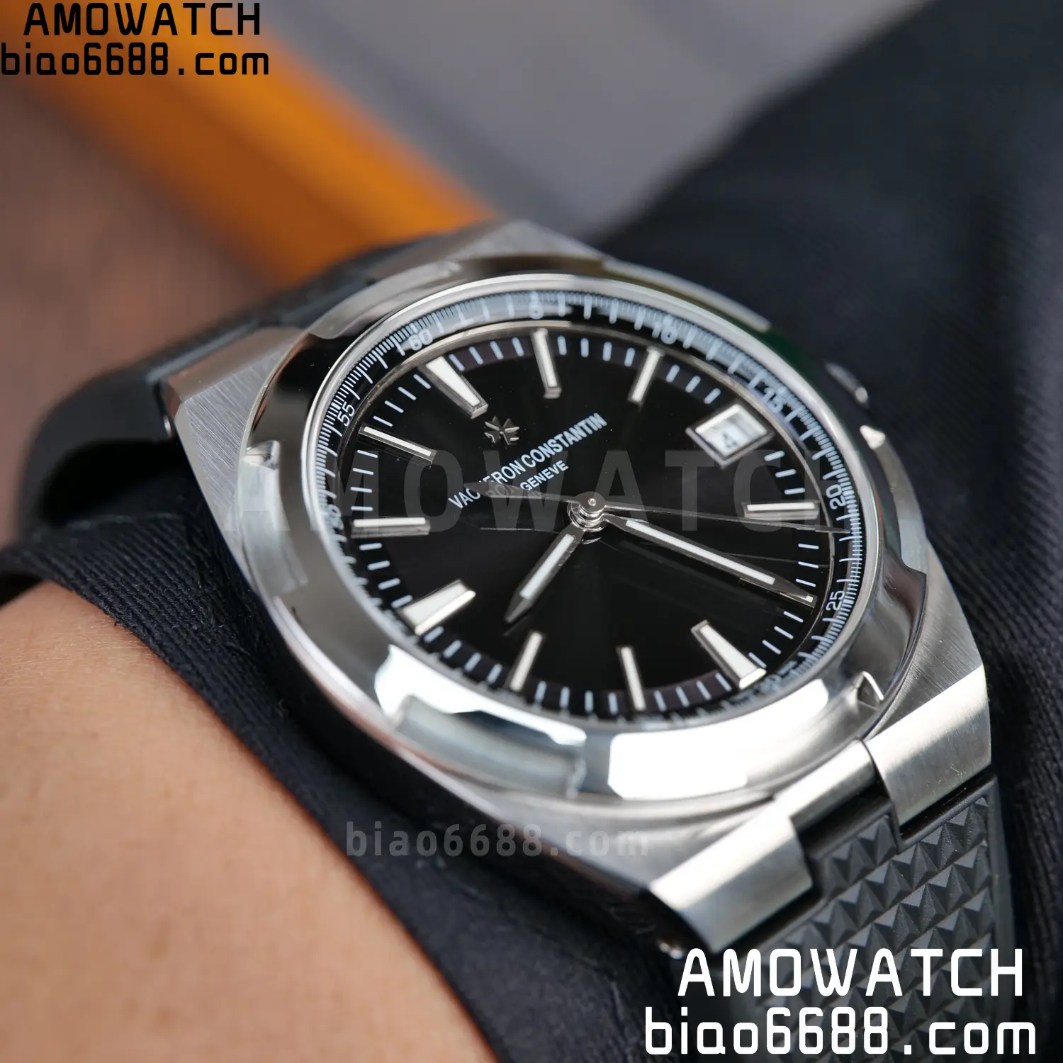 VC Overseas 4500V SS PPF1:1 Best Edition Black Dial on Black Rubber Strap A5100 105 4231399c99099b1 AMO Watch
