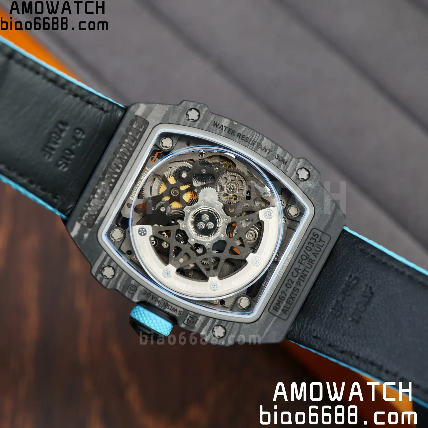 RICHARD MILLE RM67-02 Black NTPT AVF Best Edition Baby Blue Skeleton Dial on Black Nylon strap CRMA7 Clone 82 46865f4824304a9 AMO Watch