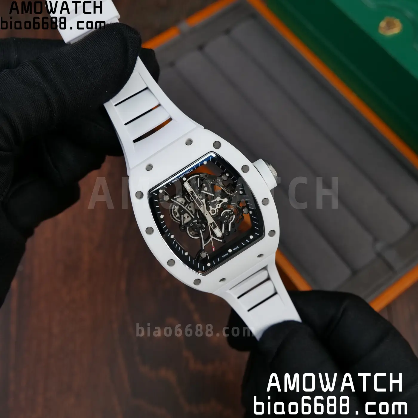 RICHARD MILLE RM055 A9F 1:1 Best Edition White Bezel on White Rubber Strap RMUL2 Free Sprung 98 47979f41b411d9f AMO Watch