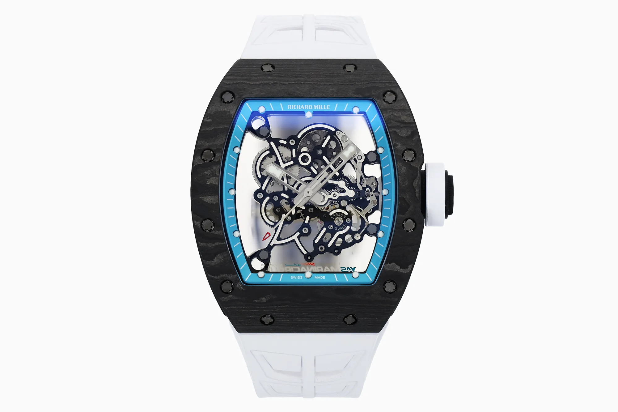 RICHARD MILLE RM055 NTPT ZF 1:1 Best Edition Blue Bezel White Crown on Rubber Strap RMUL2 Super Clone V3 19 49d7c9b91a97593 AMO Watch