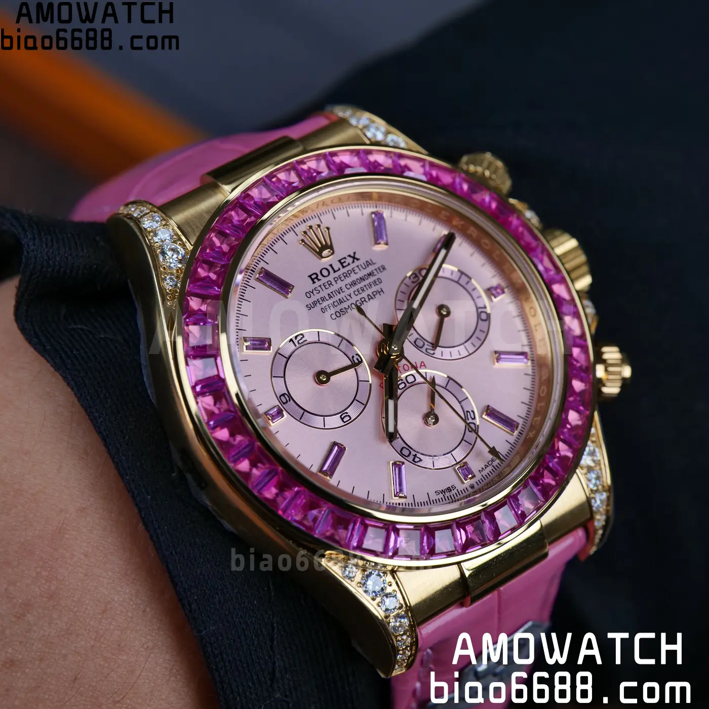 Rolex Daytona 126538TRO Gold Factory Best Edition Pink Dial on Pink Leather Strap 4130 V3 106 4a0ab30be2eaa04 阿默表行AmoWatch