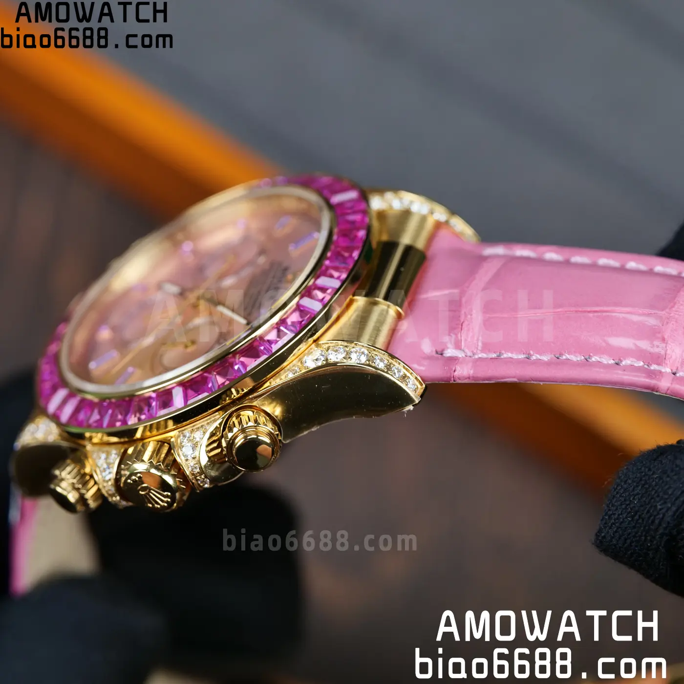 Rolex Daytona 126538TRO Gold Factory Best Edition Pink Dial on Pink Leather Strap 4130 V3 87 4c1cf58754794a6 阿默表行AmoWatch