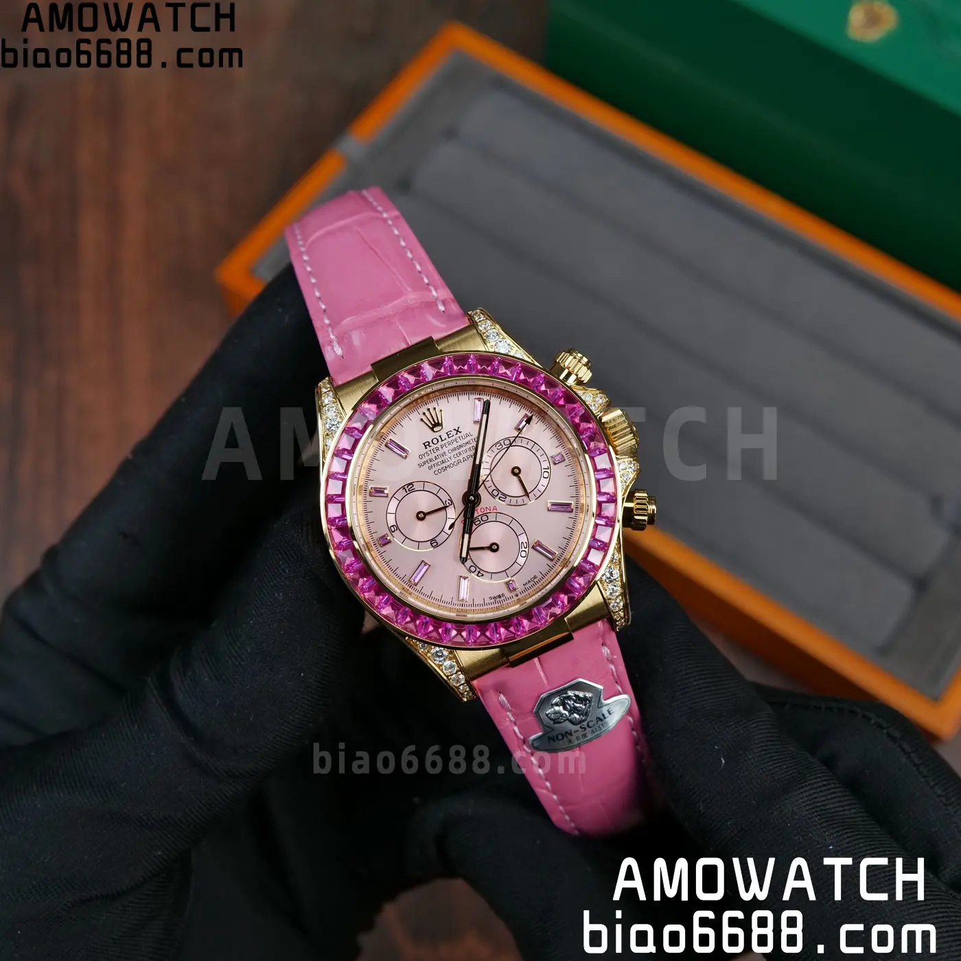 Rolex Daytona 126538TRO Gold Factory Best Edition Pink Dial on Pink Leather Strap 4130 V3 77 4e2422baf4df372 阿默表行AmoWatch