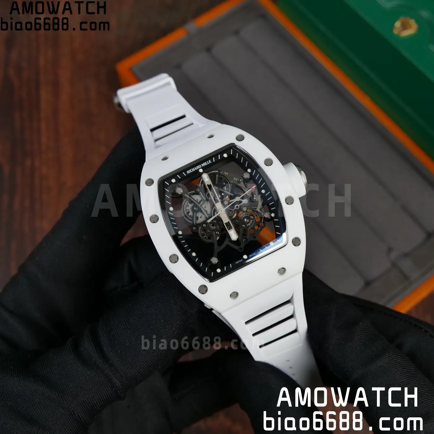 RICHARD MILLE RM055 A9F 1:1 Best Edition White Bezel on White Rubber Strap RMUL2 Free Sprung 99 4e40c514b158edd AMO Watch