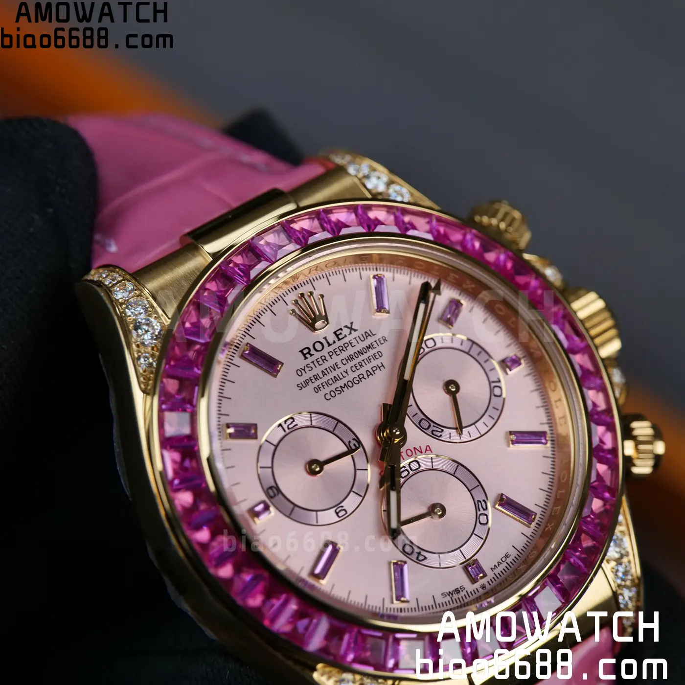 Rolex Daytona 126538TRO Gold Factory Best Edition Pink Dial on Pink Leather Strap 4130 V3 94 4fd34f66b0e2a4f 阿默表行AmoWatch