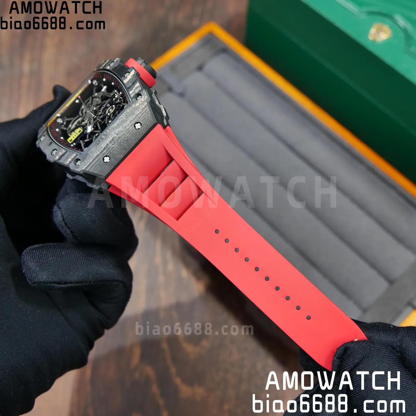 RICHARD MILLE RM35-02 NTPT Mille Studio 1:1 Best Edition on Red Rubber Strap RMUL1 Super Clone (Custom Case Set) 95 583b530815f0f17 AMO Watch
