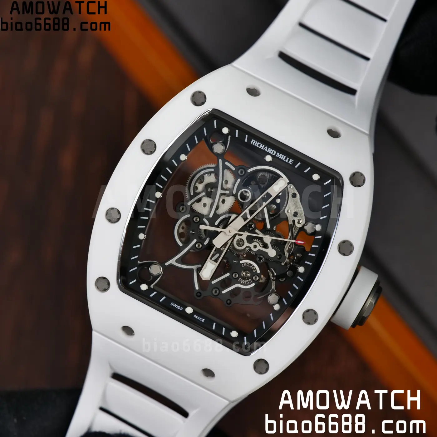 RICHARD MILLE RM055 A9F 1:1 Best Edition White Bezel on White Rubber Strap RMUL2 Free Sprung 120 59787f8b48324e8 AMO Watch