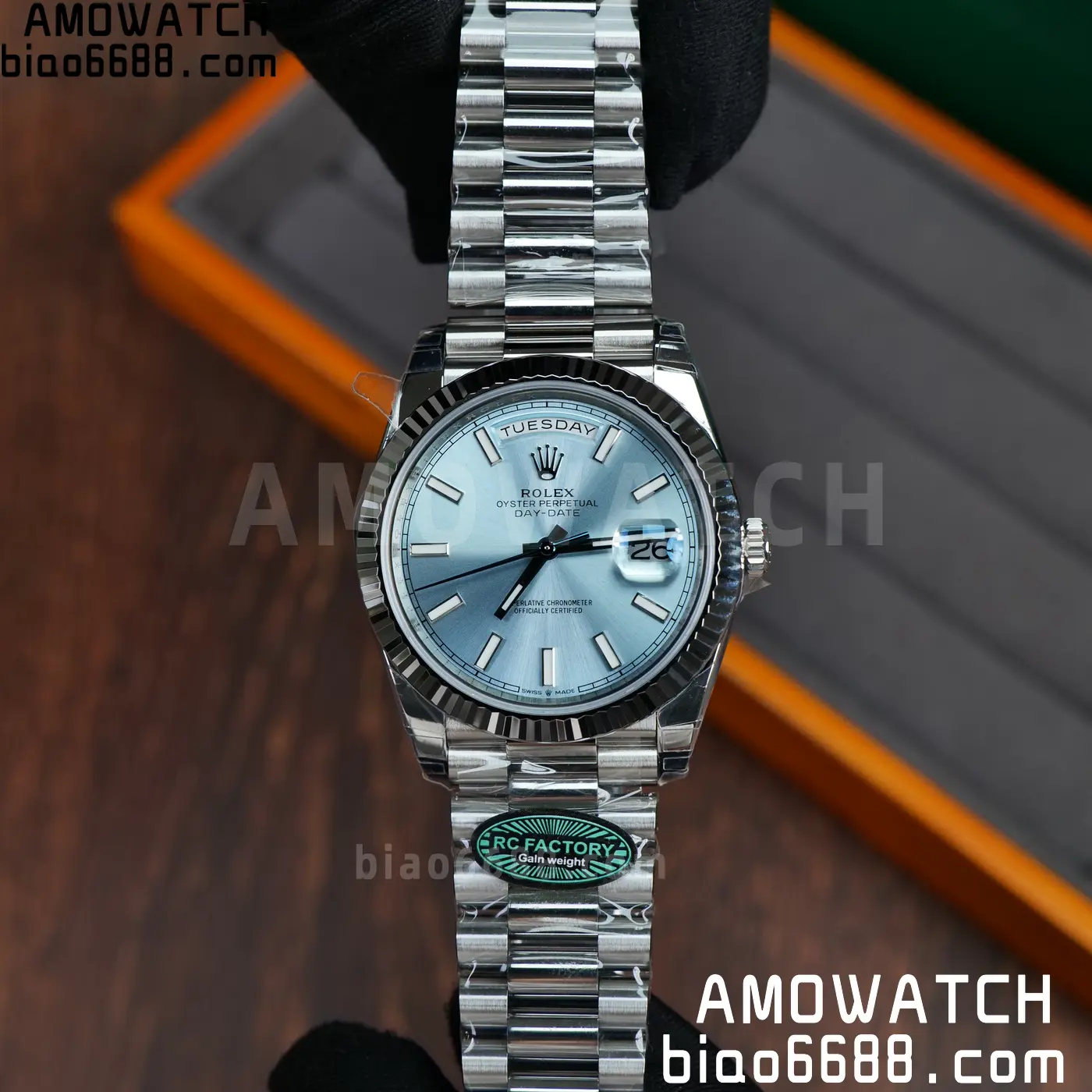 Rolex Day Date 40 SS 228236 RCF 1:1 Best Edition Ice Blue Dial on President Bracelet VR3255 (211g) 72 5a02d129701f2f9 阿默表行AmoWatch