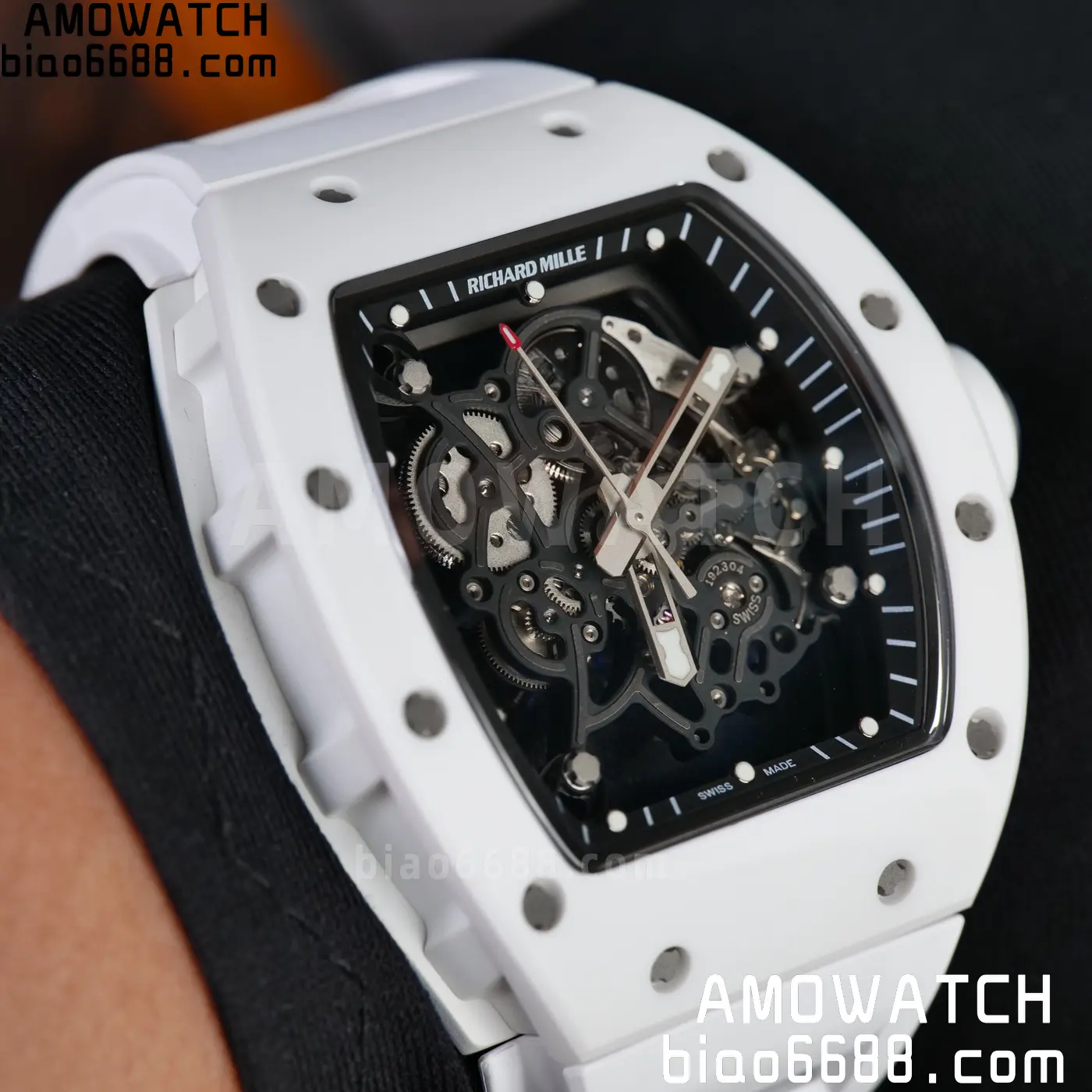 RICHARD MILLE RM055 A9F 1:1 Best Edition White Bezel on White Rubber Strap RMUL2 Free Sprung 139 5b53351499c697b AMO Watch