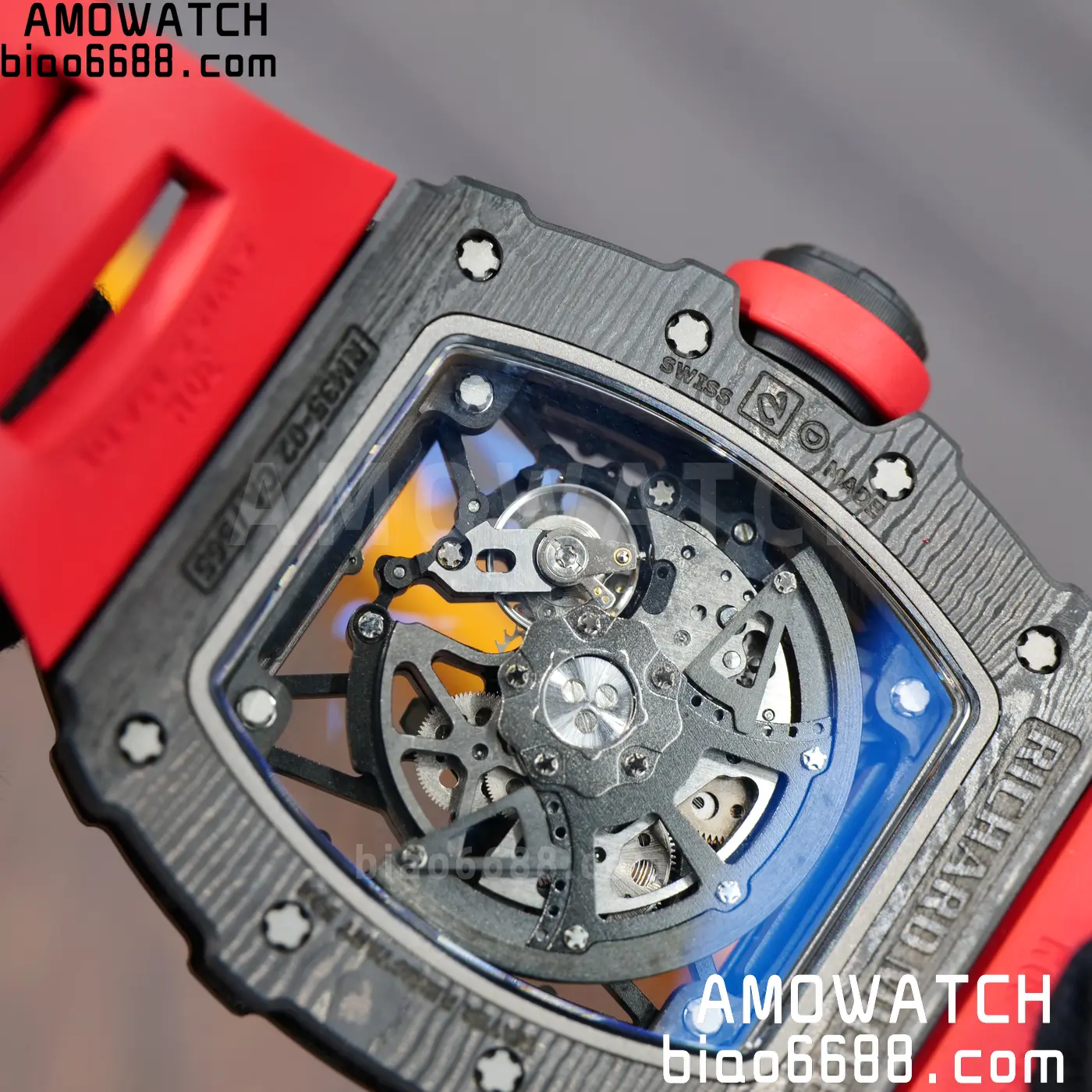 RICHARD MILLE RM35-02 NTPT Mille Studio 1:1 Best Edition on Red Rubber Strap RMUL1 Super Clone (Custom Case Set) 117 5d417e99a141888 AMO Watch