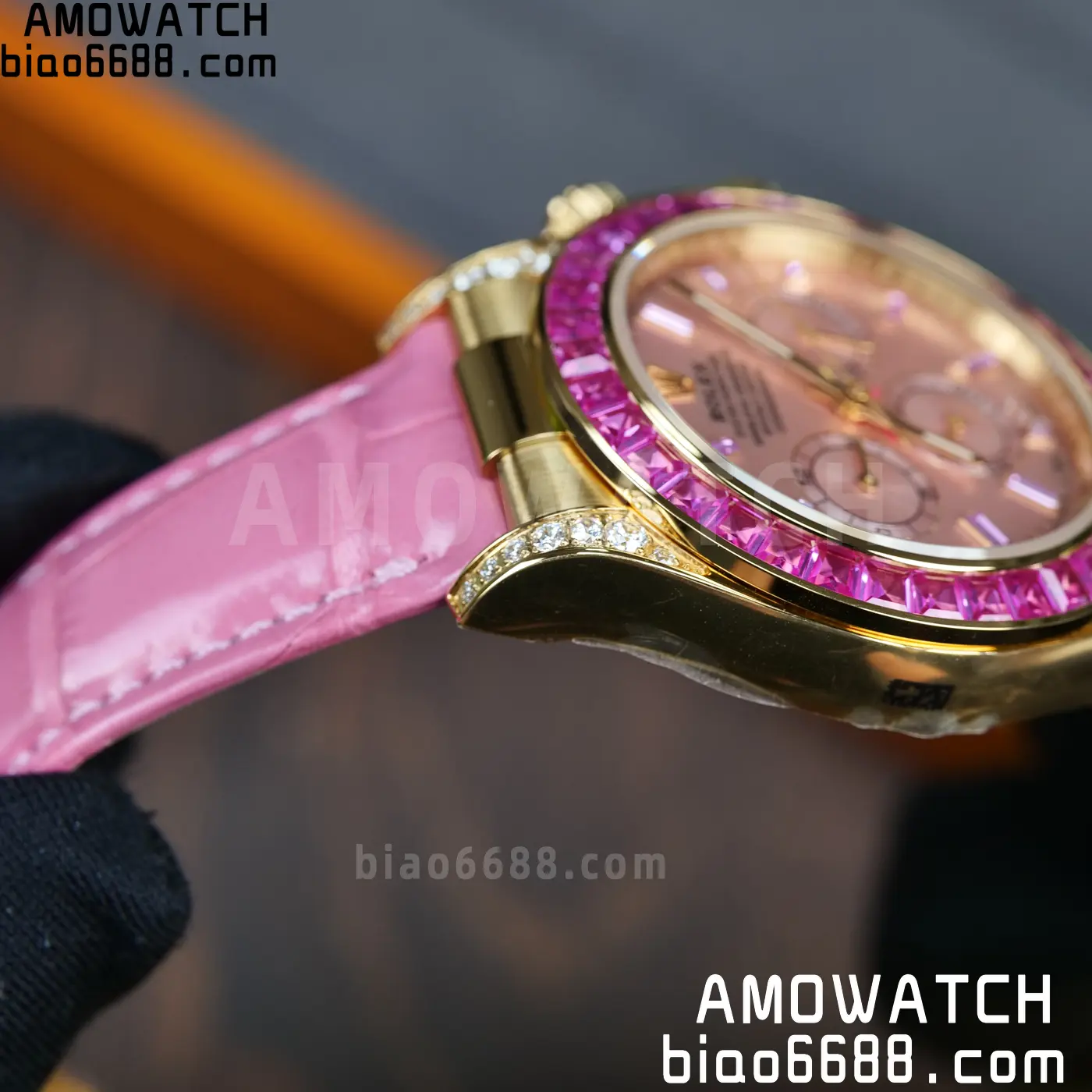 Rolex Daytona 126538TRO Gold Factory Best Edition Pink Dial on Pink Leather Strap 4130 V3 85 615b054c70ee89b 阿默表行AmoWatch