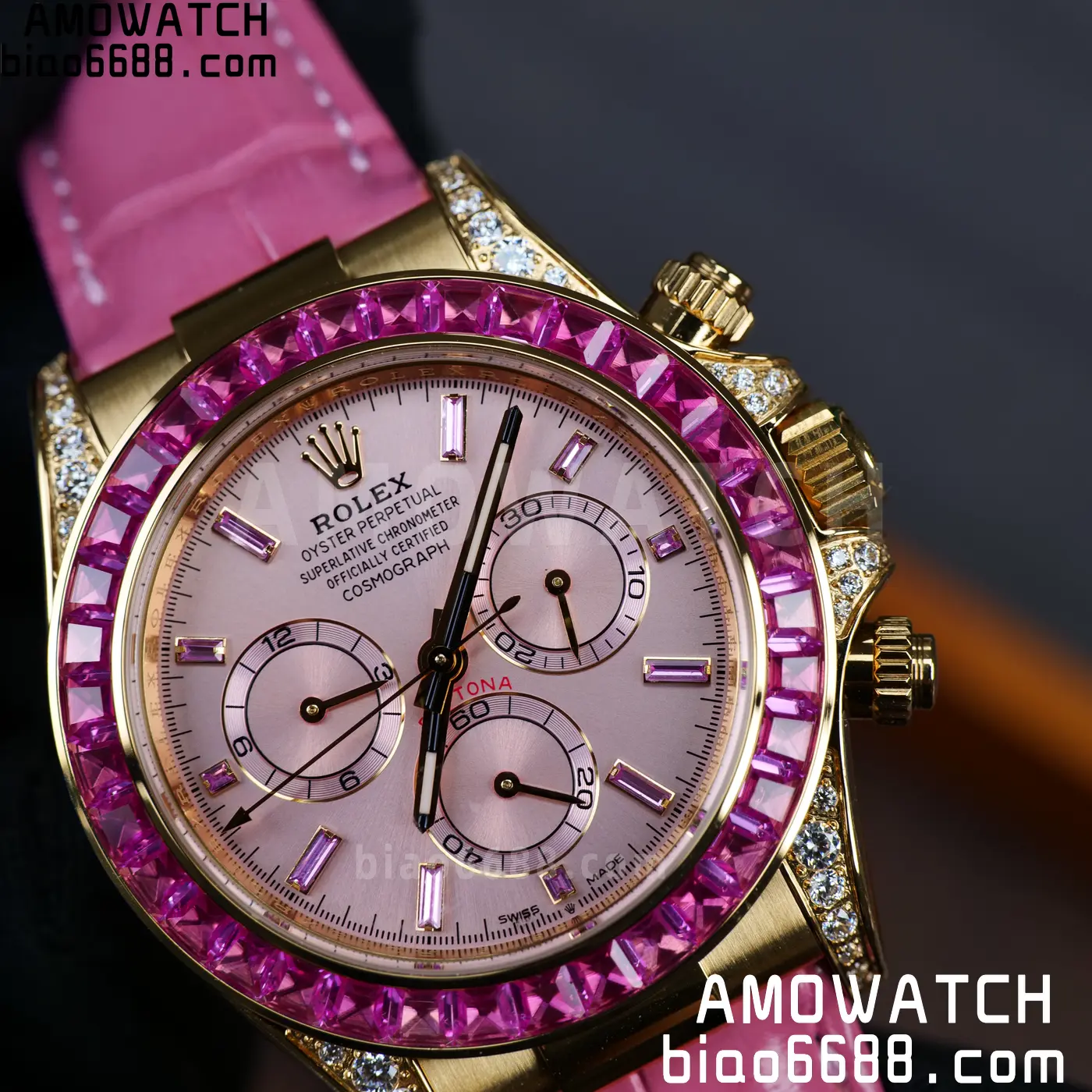 Rolex Daytona 126538TRO Gold Factory Best Edition Pink Dial on Pink Leather Strap 4130 V3 92 6331a9acf9b73f5 阿默表行AmoWatch