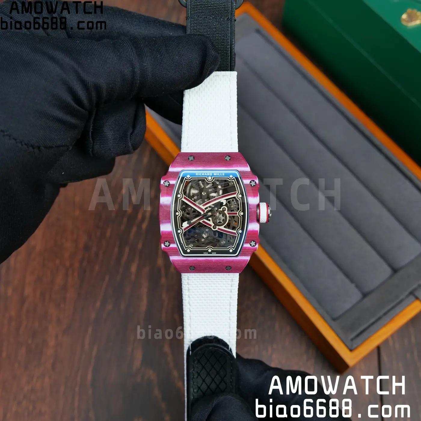 RICHARD MILLE RM67-02 Red NTPT Best Edition Qatar Dial on White Nylon strap CRMA7 Clone V10 95 64ce4664650c0a3 AMO Watch