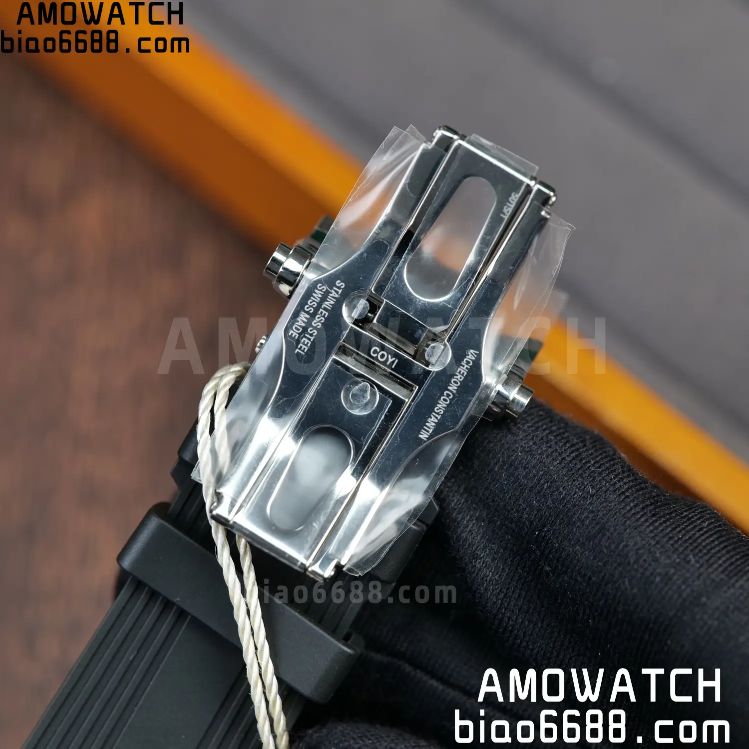 VC Overseas 4500V SS PPF1:1 Best Edition Black Dial on Black Rubber Strap A5100 98 67106b9b433a8a6 AMO Watch