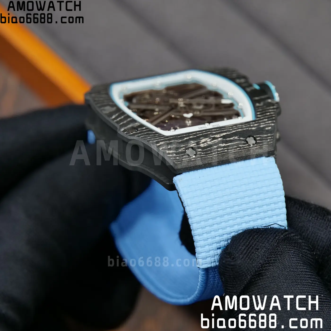 RICHARD MILLE RM67-02 Black NTPT UMI Best Edition Baby Blue Skeleton Dial on Black Nylon strap CRMA7 Clone V9 82 6861411dce6c063 阿默表行AmoWatch
