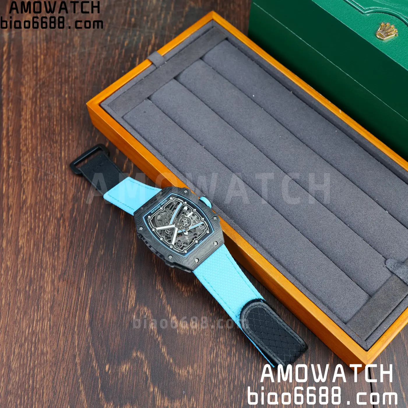 RICHARD MILLE RM67-02 Black NTPT AVF Best Edition Baby Blue Skeleton Dial on Black Nylon strap CRMA7 Clone 61 6a6ca454a572ae6 AMO Watch