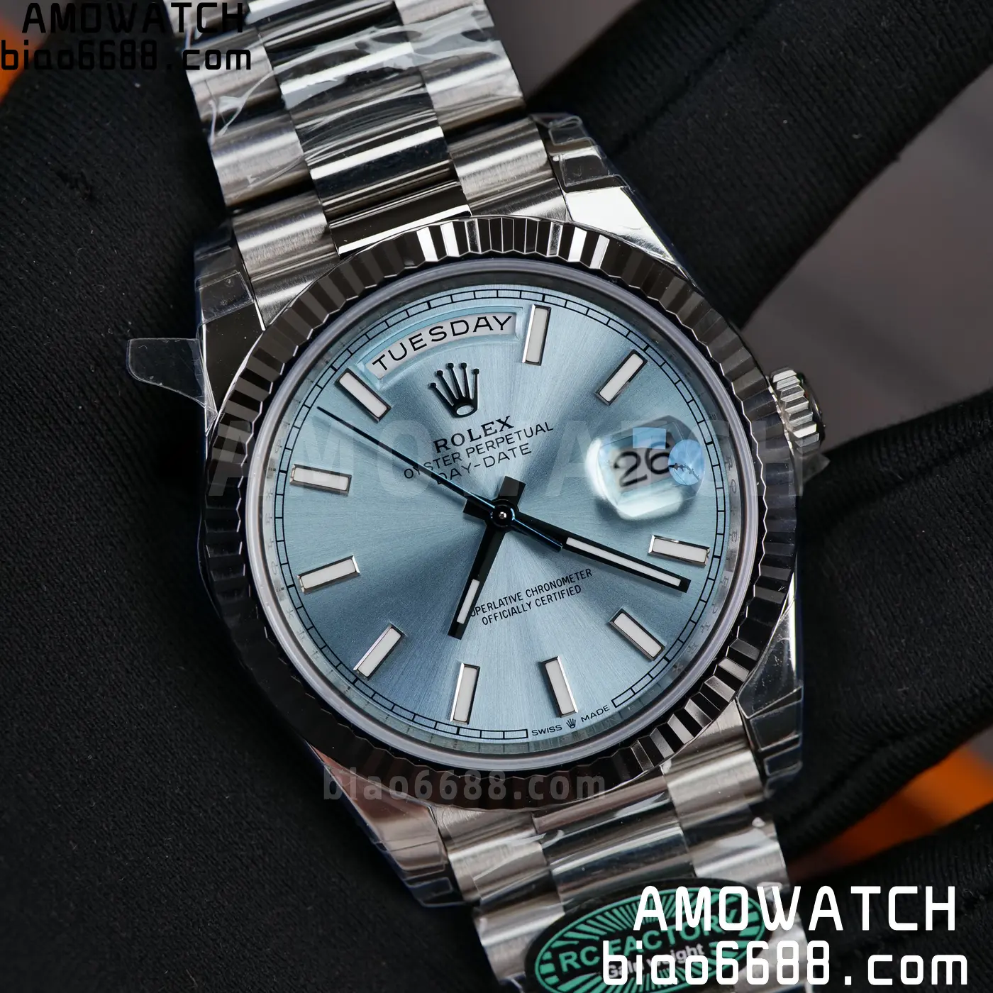 Rolex Day Date 40 SS 228236 RCF 1:1 Best Edition Ice Blue Dial on President Bracelet VR3255 (211g) 84 6ac23794e8bb182 阿默表行AmoWatch