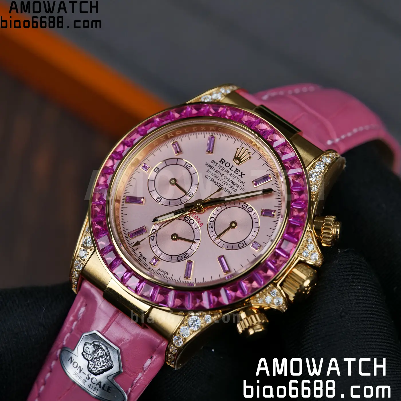 Rolex Daytona 126538TRO Gold Factory Best Edition Pink Dial on Pink Leather Strap 4130 V3 90 6b645f76febfcf6 阿默表行AmoWatch