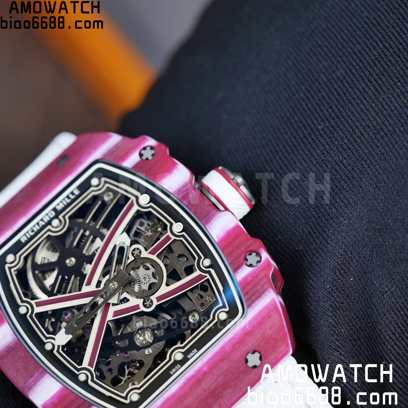 RICHARD MILLE RM67-02 Red NTPT Best Edition Qatar Dial on White Nylon strap CRMA7 Clone V10 132 6e39fac7529f1bb AMO Watch