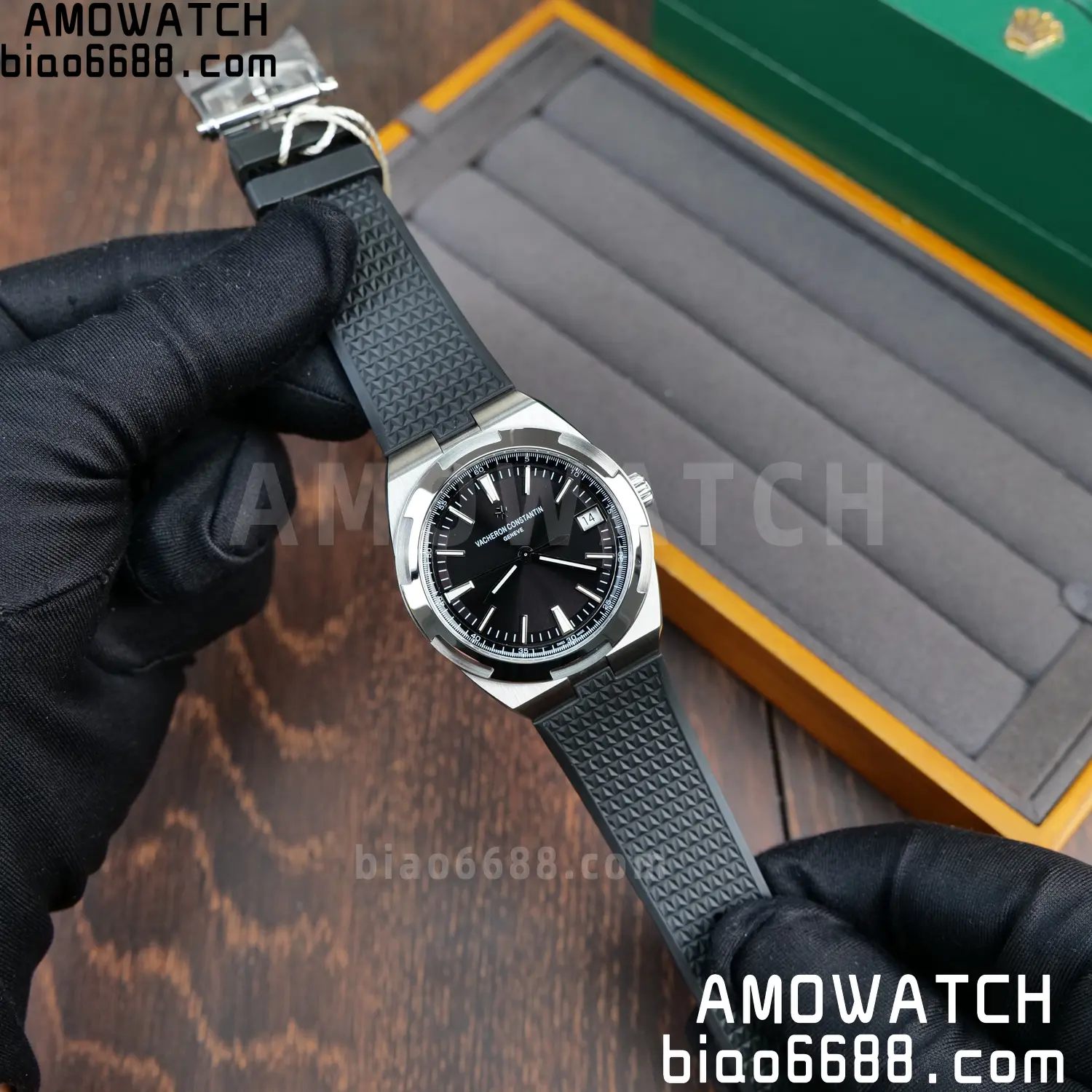 VC Overseas 4500V SS PPF1:1 Best Edition Black Dial on Black Rubber Strap A5100 74 6e587e5f258f195 AMO Watch