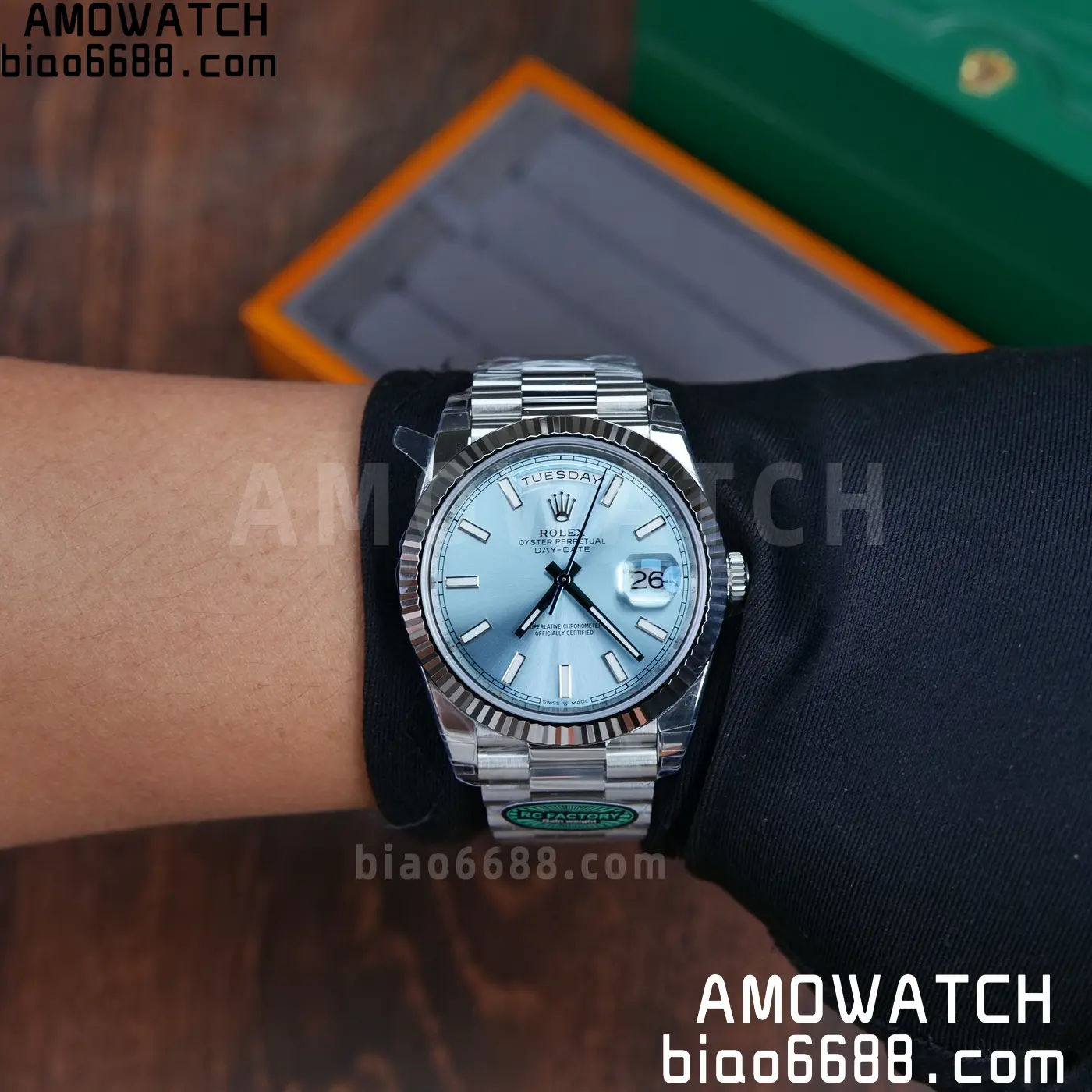 Rolex Day Date 40 SS 228236 RCF 1:1 Best Edition Ice Blue Dial on President Bracelet VR3255 (211g) 92 705cef65dc209c8 阿默表行AmoWatch