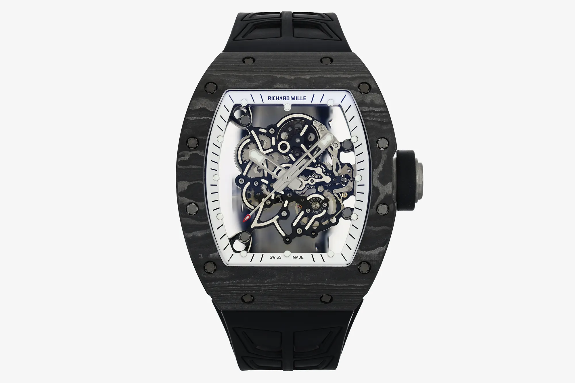 RICHARD MILLE RM055 NTPT/Ti ZF 1:1 Best Edition White Bezel White Crown on Black Rubber Strap RMUL2 Super Clone 19 7104c4e7a2cc709 AMO Watch