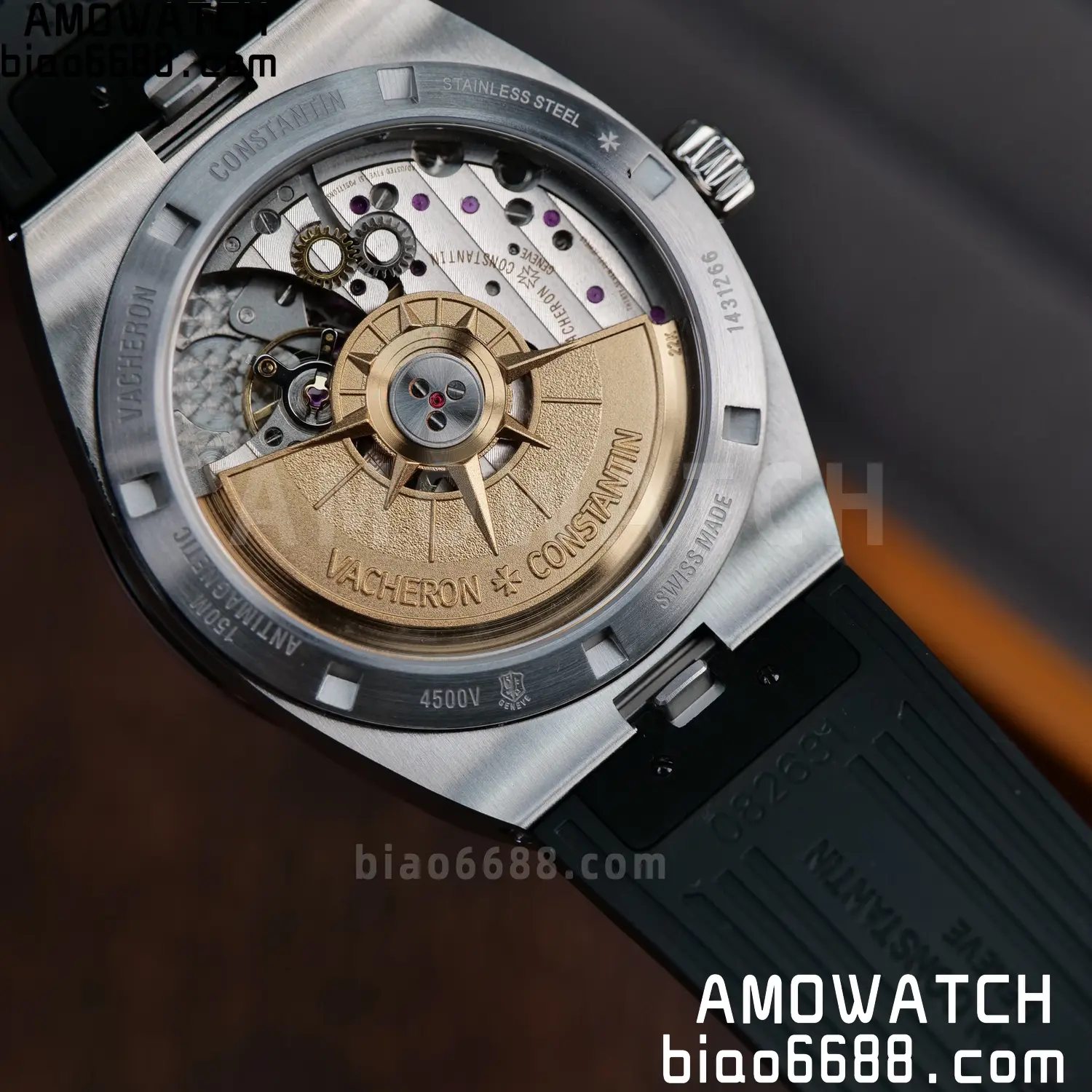 VC Overseas 4500V SS PPF1:1 Best Edition Black Dial on Black Rubber Strap A5100 101 71b3acd277591f9 AMO Watch