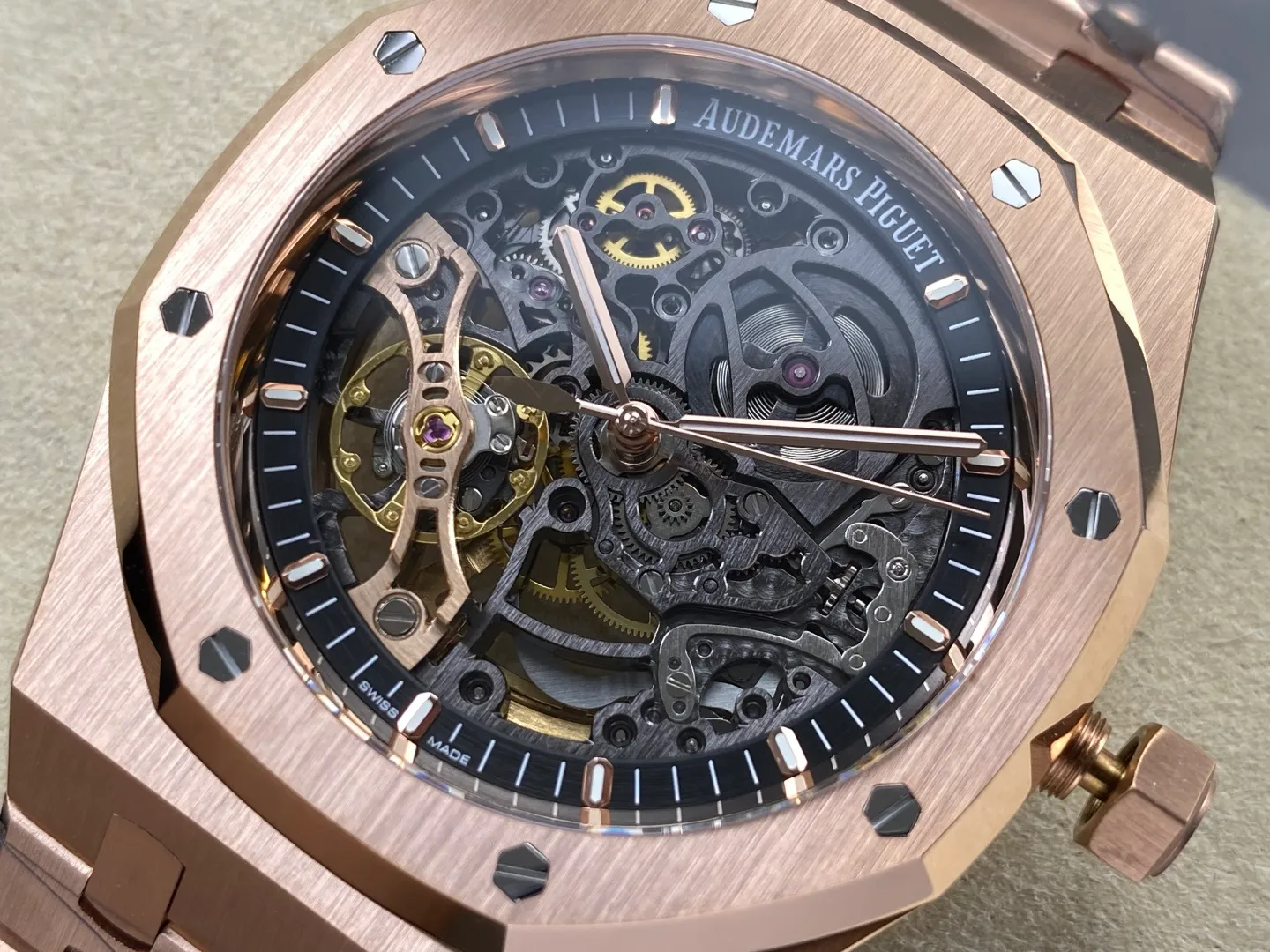 AP Royal Oak 41mm Skeleton 15407 RG THB Factory 1:1 Best Edition Skeleton Dial on RG Bracelet A3132 V3 (Free Sprung) 26 71f0d06058af6e9 阿默表行AmoWatch