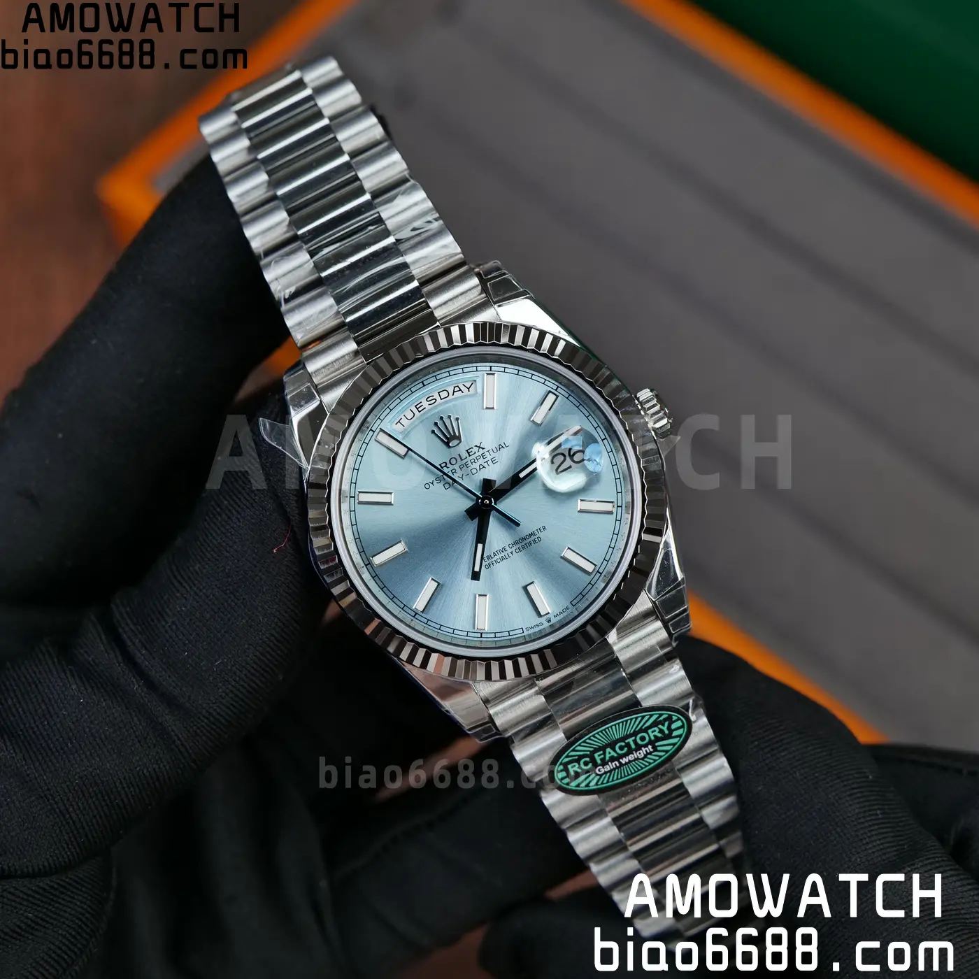 Rolex Day Date 40 SS 228236 RCF 1:1 Best Edition Ice Blue Dial on President Bracelet VR3255 (211g) 68 73135eab2fa52ca 阿默表行AmoWatch