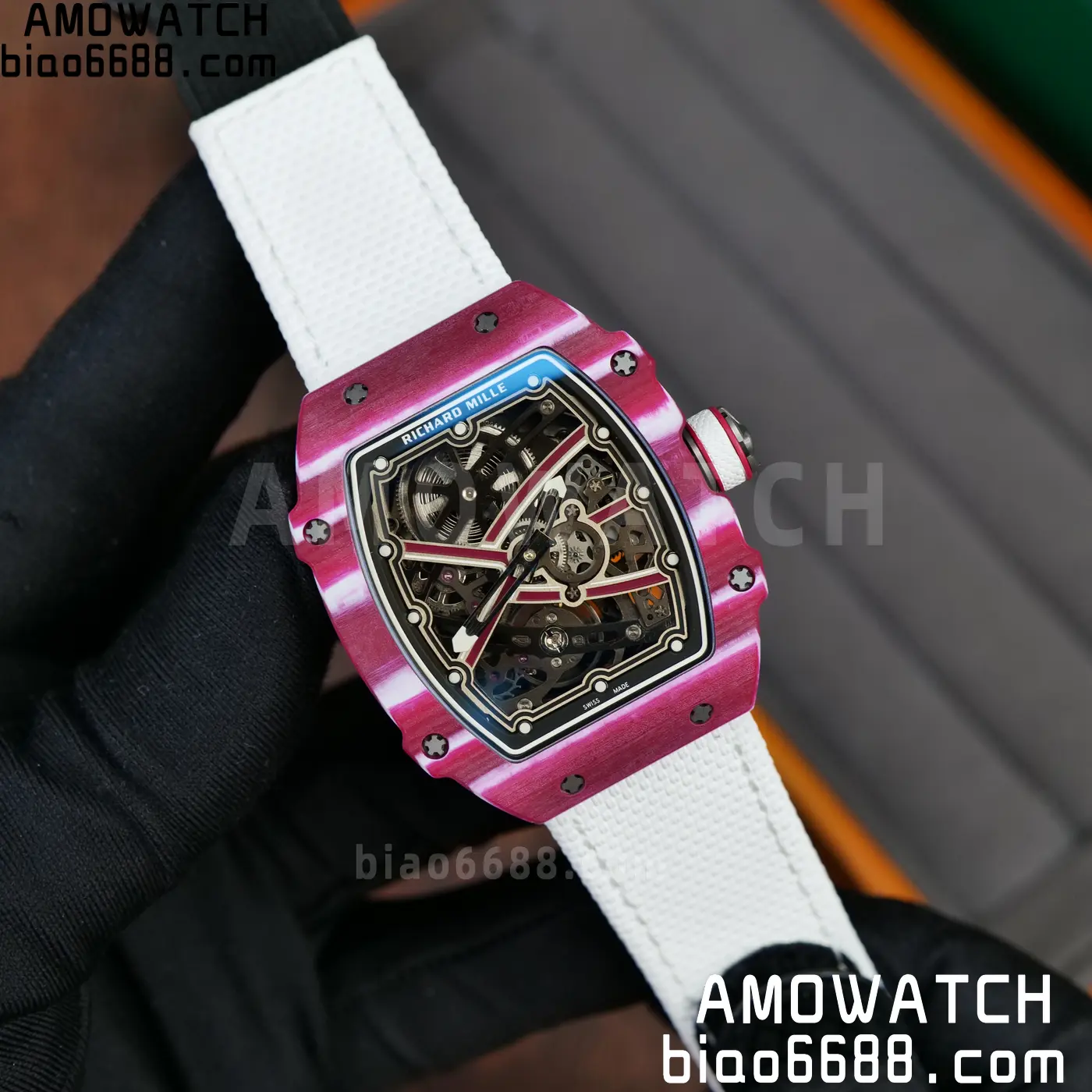 RICHARD MILLE RM67-02 Red NTPT Best Edition Qatar Dial on White Nylon strap CRMA7 Clone V10 96 735cafa5a840534 AMO Watch