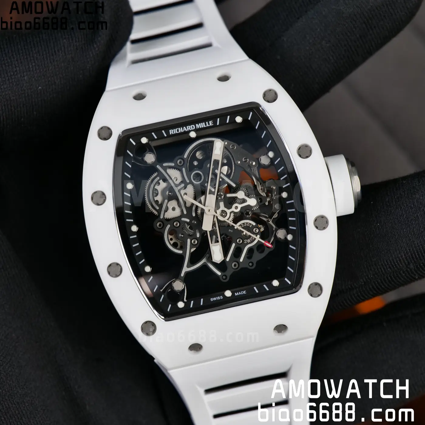 RICHARD MILLE RM055 A9F 1:1 Best Edition White Bezel on White Rubber Strap RMUL2 Free Sprung 121 7685869bac6b8b5 AMO Watch