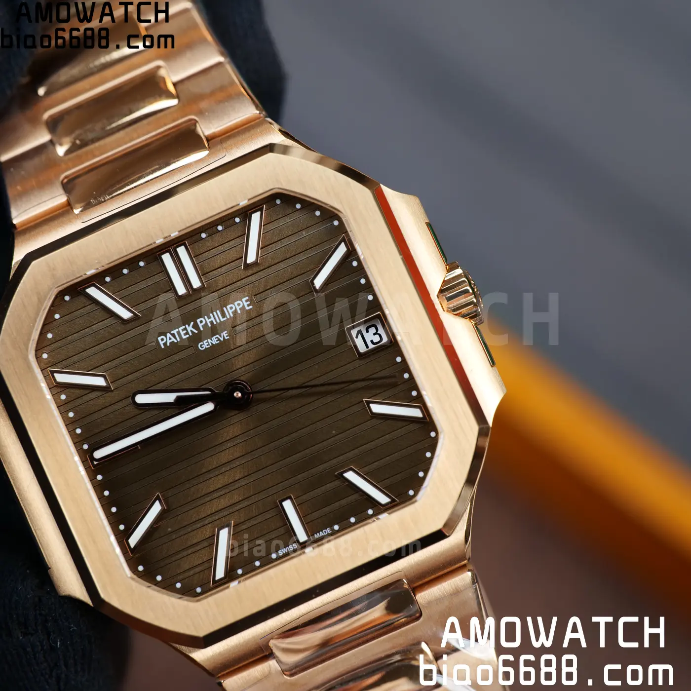 PP Cubitus 7128 RG BBF Best Edition Brown Dial on RG Bracelet DD330 Super Clone 75 76c3ed66515fa90 AMO Watch