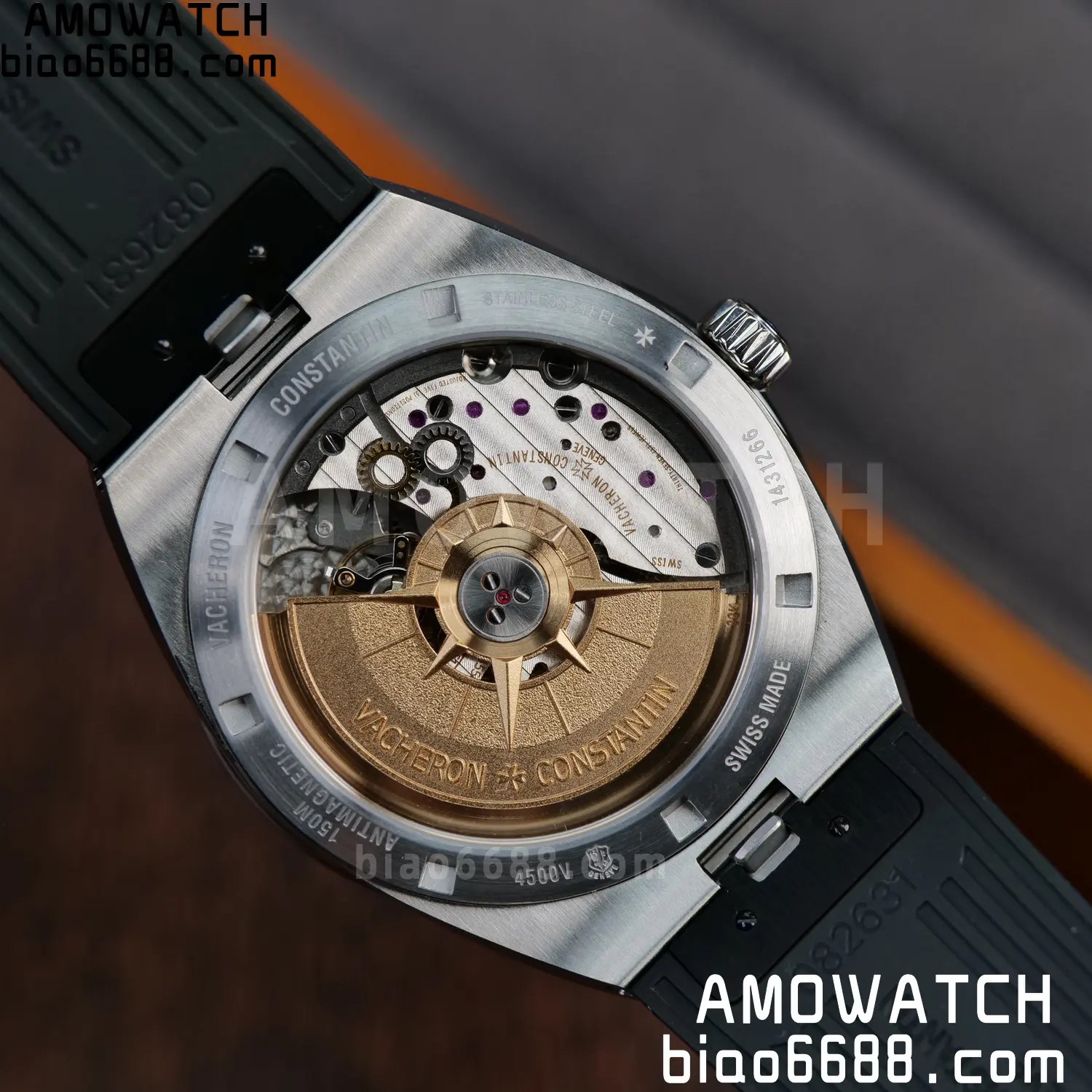 VC Overseas 4500V SS PPF1:1 Best Edition Black Dial on Black Rubber Strap A5100 99 79c137bbbe9f3c7 AMO Watch