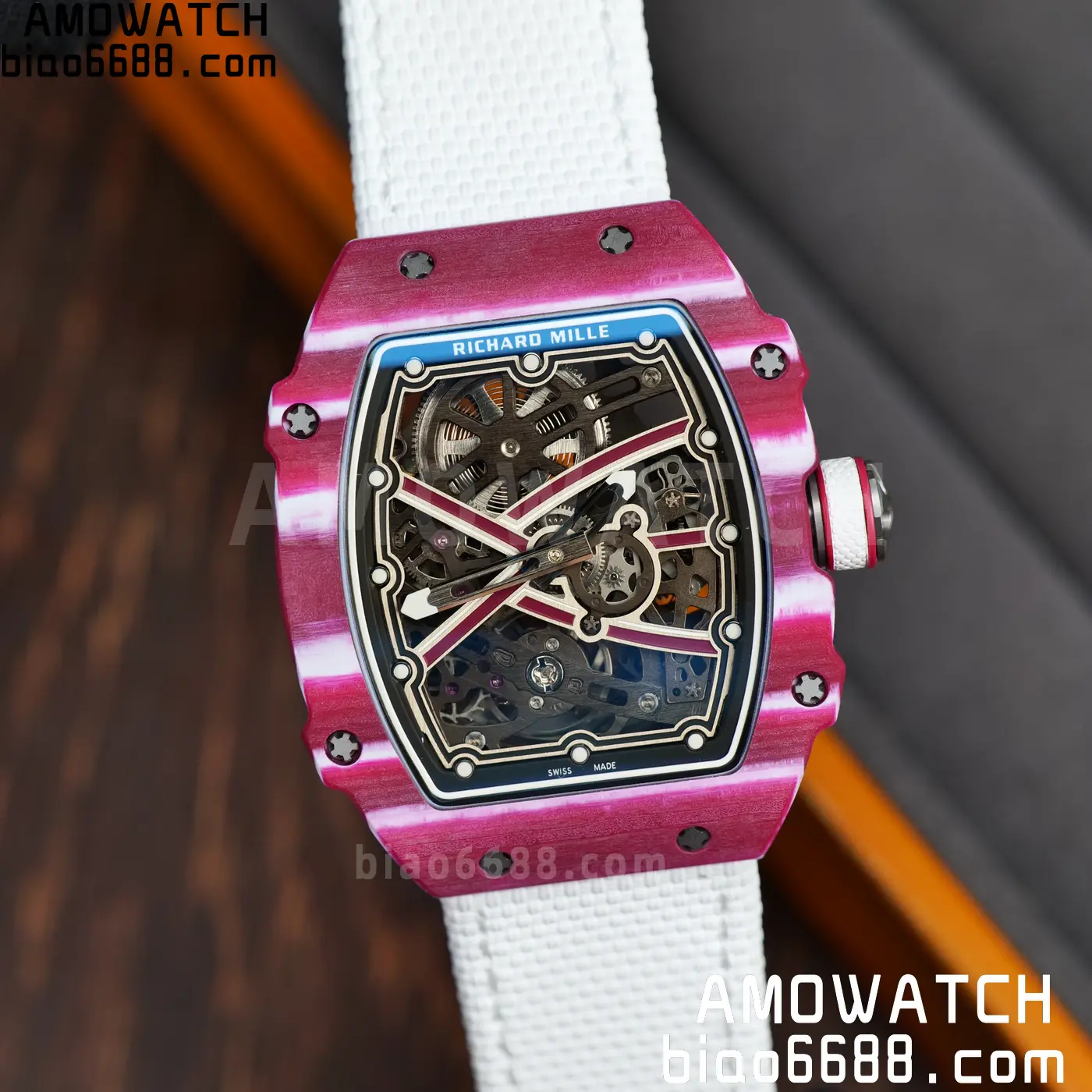 RICHARD MILLE RM67-02 Red NTPT Best Edition Qatar Dial on White Nylon strap CRMA7 Clone V10 118 7c23f7742a1e082 AMO Watch