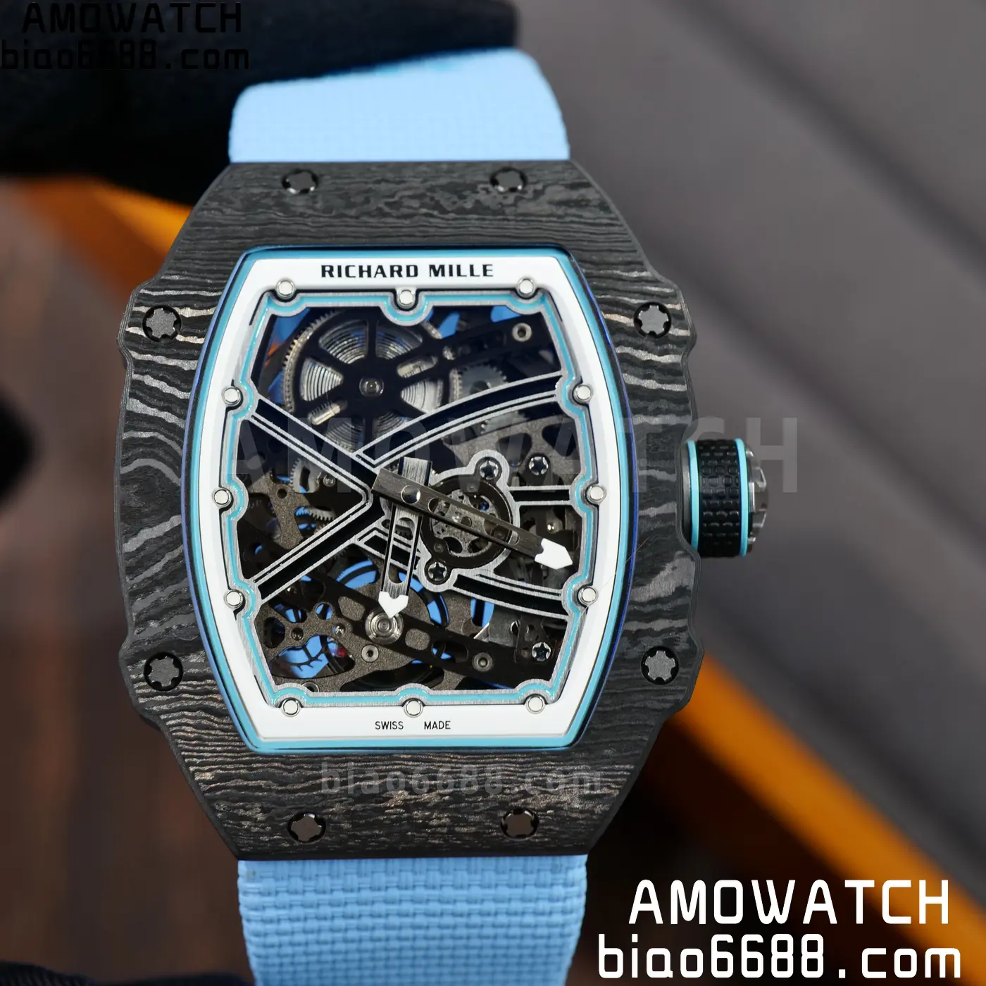 RICHARD MILLE RM67-02 Black NTPT UMI Best Edition Baby Blue Skeleton Dial on Black Nylon strap CRMA7 Clone V9 80 7cf021ef118f809 阿默表行AmoWatch