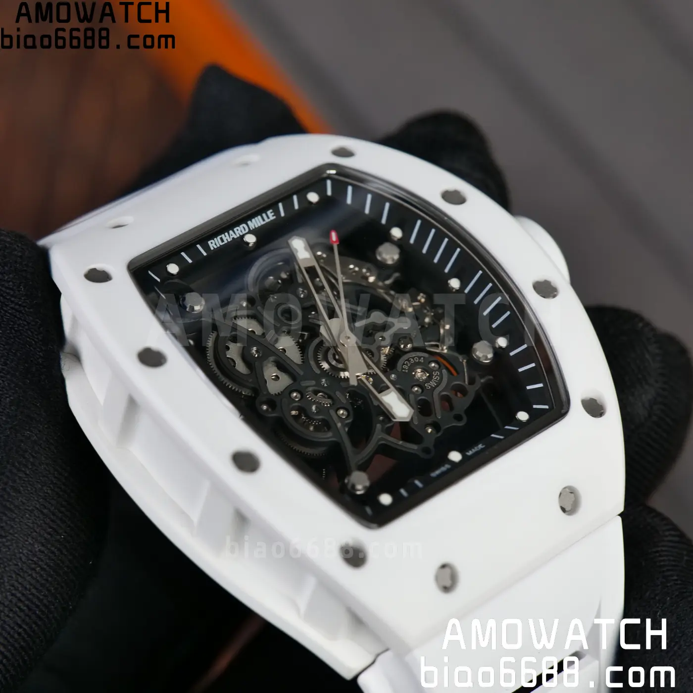 RICHARD MILLE RM055 A9F 1:1 Best Edition White Bezel on White Rubber Strap RMUL2 Free Sprung 119 81494b11329758a AMO Watch