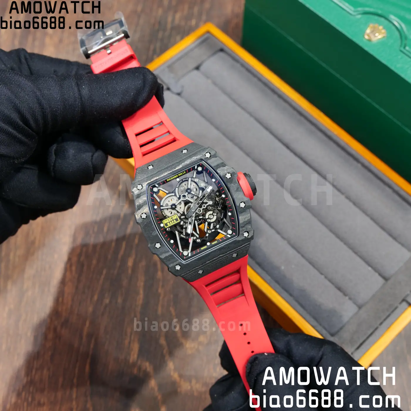 RICHARD MILLE RM35-02 NTPT Mille Studio 1:1 Best Edition on Red Rubber Strap RMUL1 Super Clone (Custom Case Set) 89 86e52fd07f6e082 AMO Watch